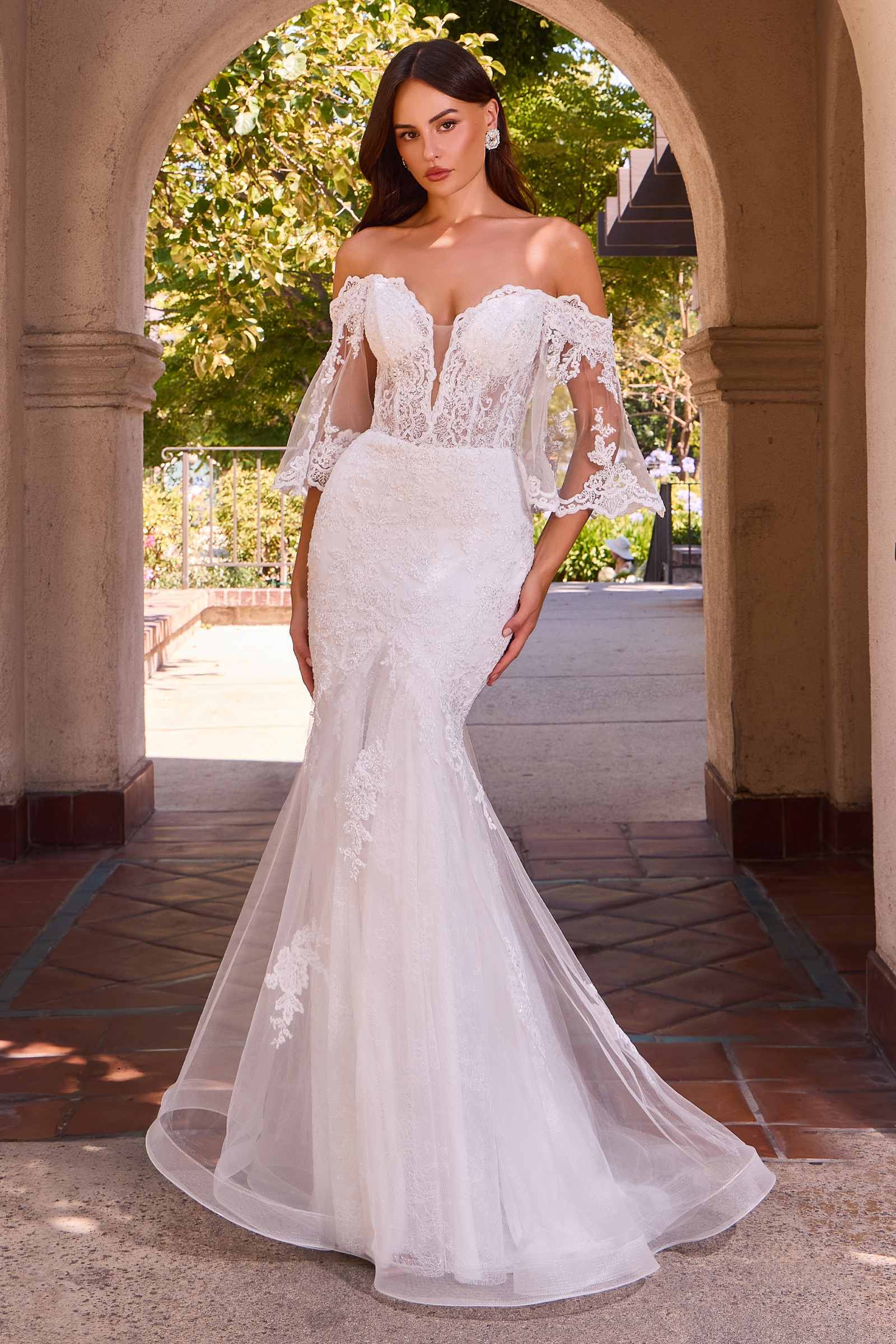 mermaid wedding dress Ladivine CD659W Off Shoulder Gown Color:BlueBreeze Collusion - Denim Shirt a sleek and sophisticated pima cotton