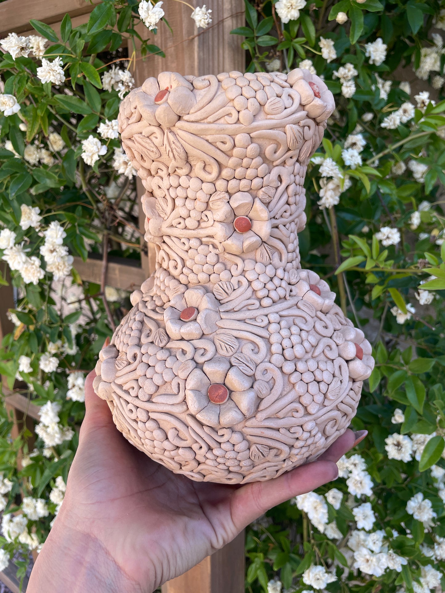 Colores Del Suelo Oaxaca Clay Vase Clay Embroidery Large Vase Florero Bordado En Barro