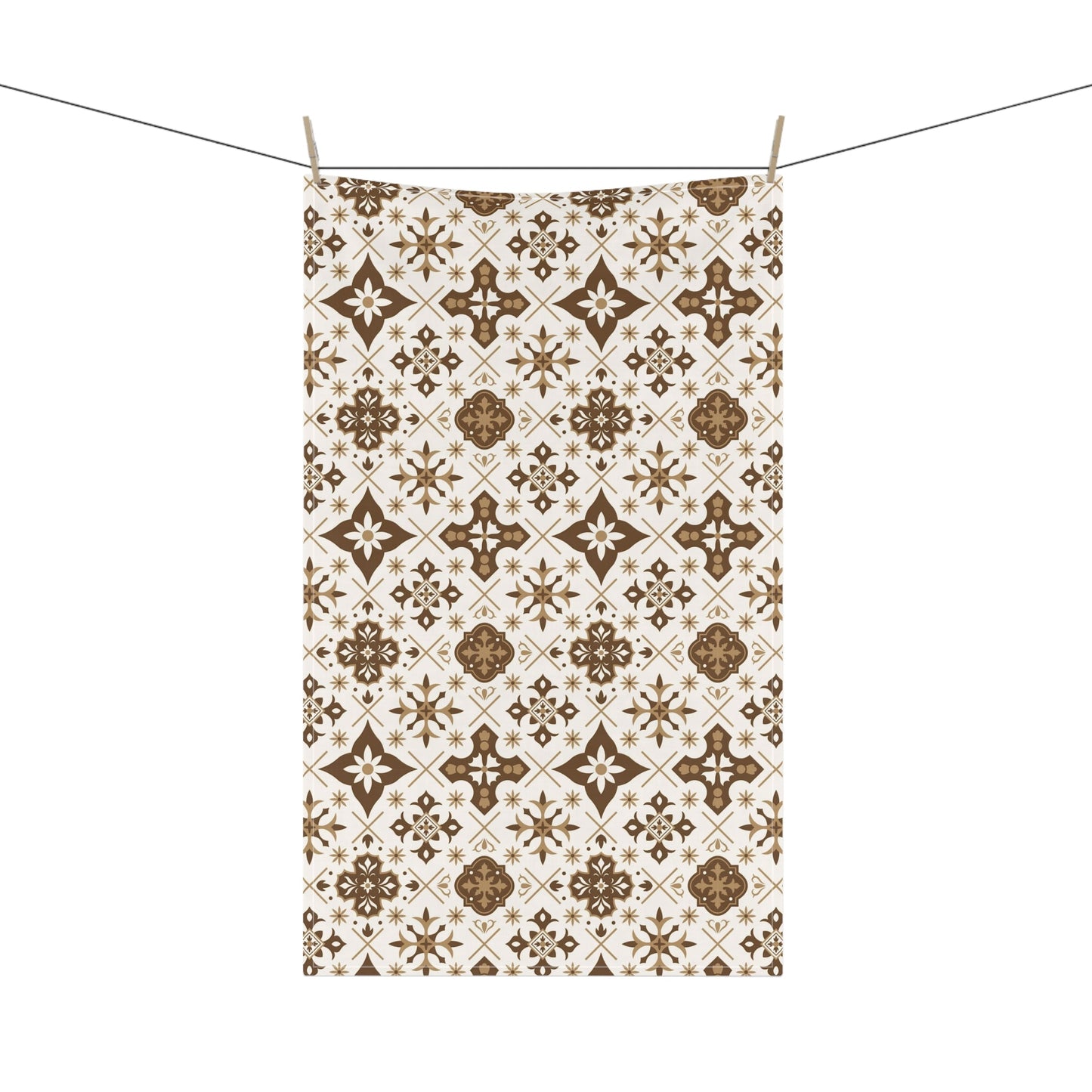 Set of 2 brown talavera tiles tea towels for Hispanic, Latin and Mexican kitchen decor. Brown Talavera Kitchen towel Cotton
