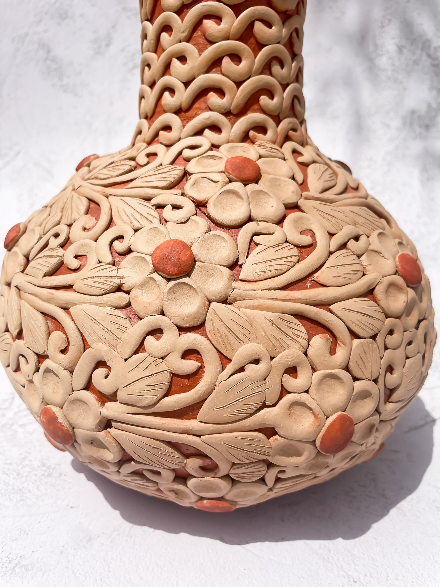 Colores Del Suelo Oaxaca Clay Vase Clay Embroidery Large Vase Florero Bordado En Barro