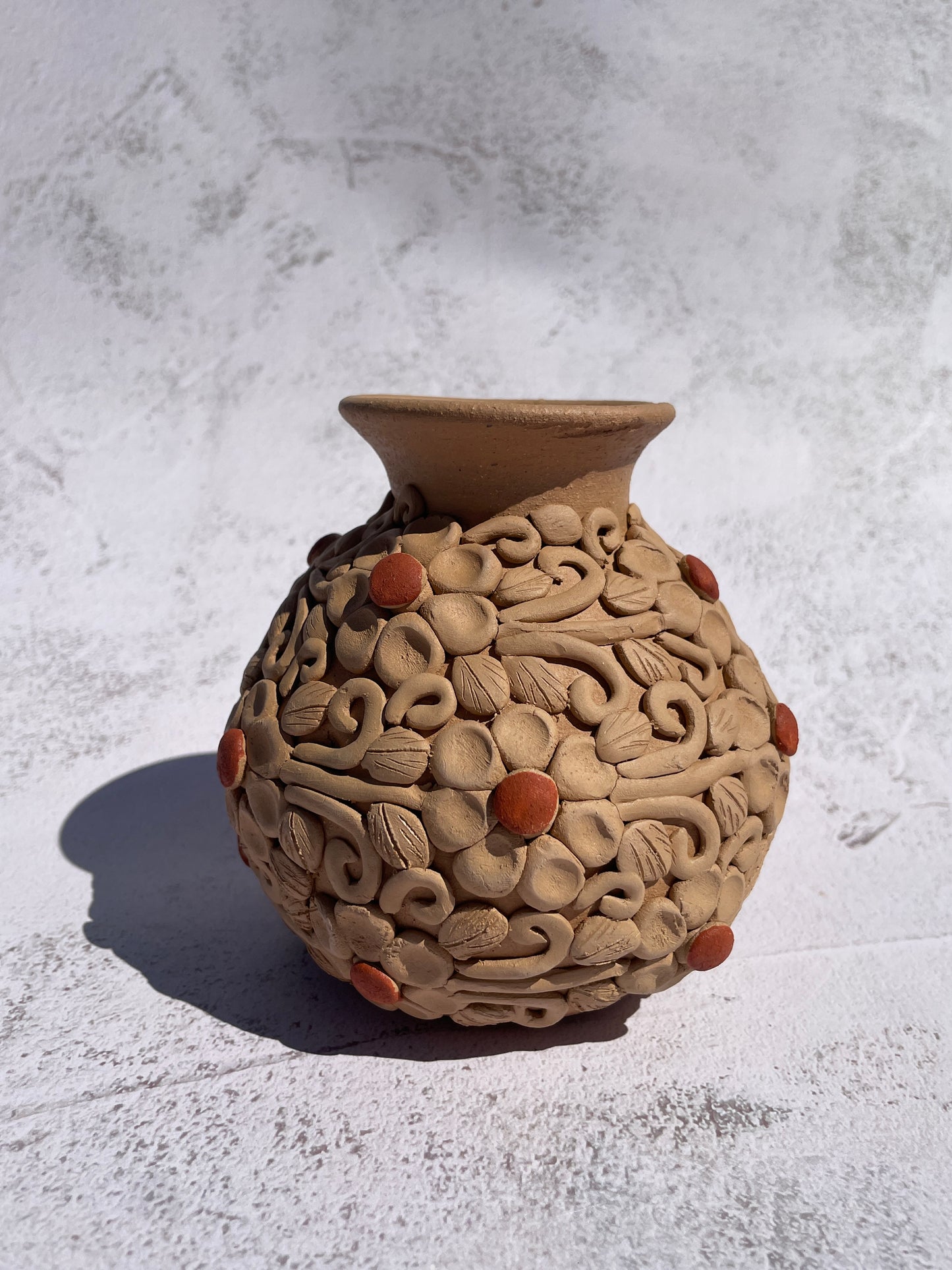 Colores Oaxaca Flower Vase Clay Embroidery 5 inches Jarron de Barro Bordado Florero De Barro