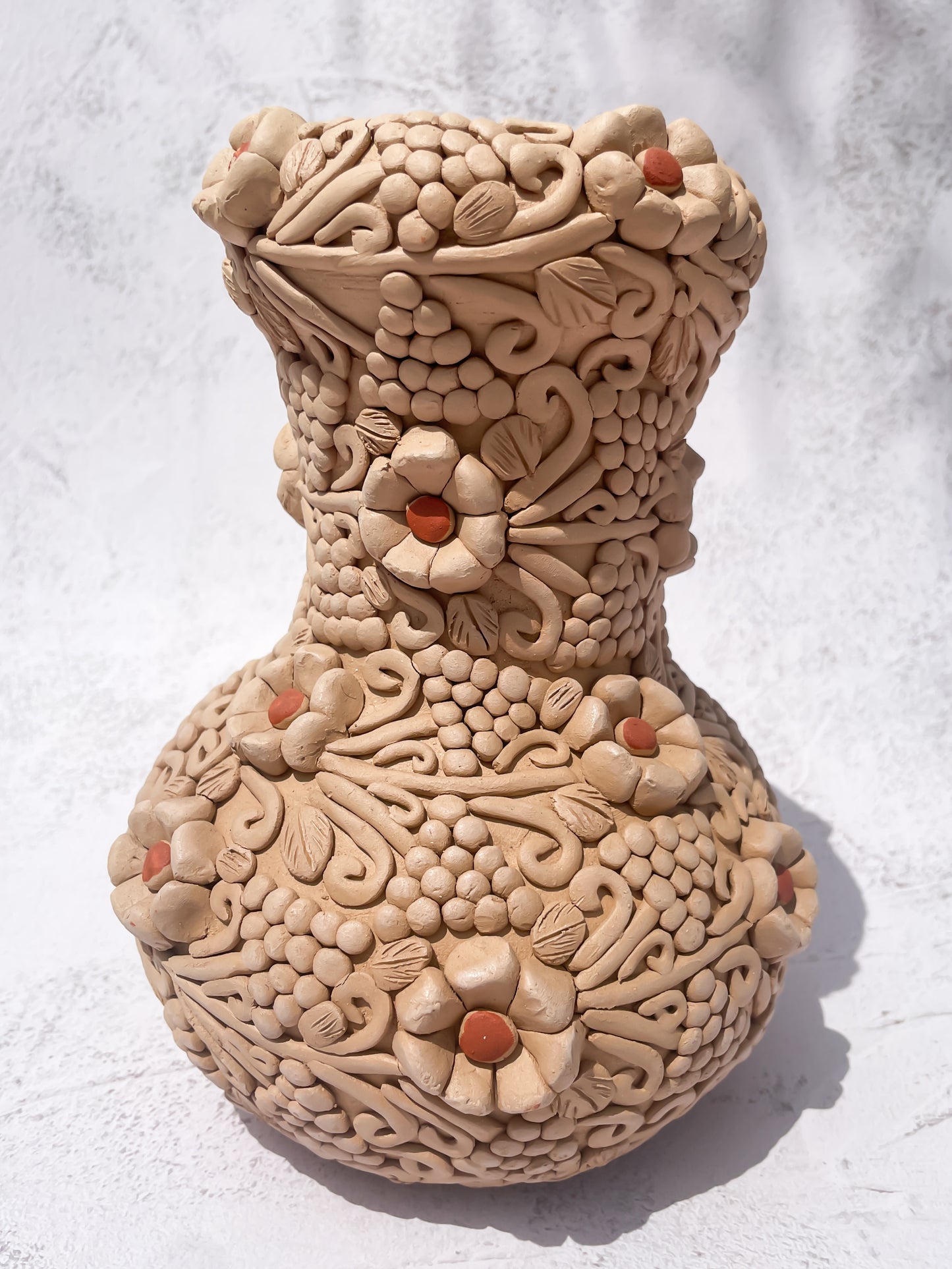Colores Del Suelo Oaxaca Clay Vase Clay Embroidery Large Vase Florero Bordado En Barro