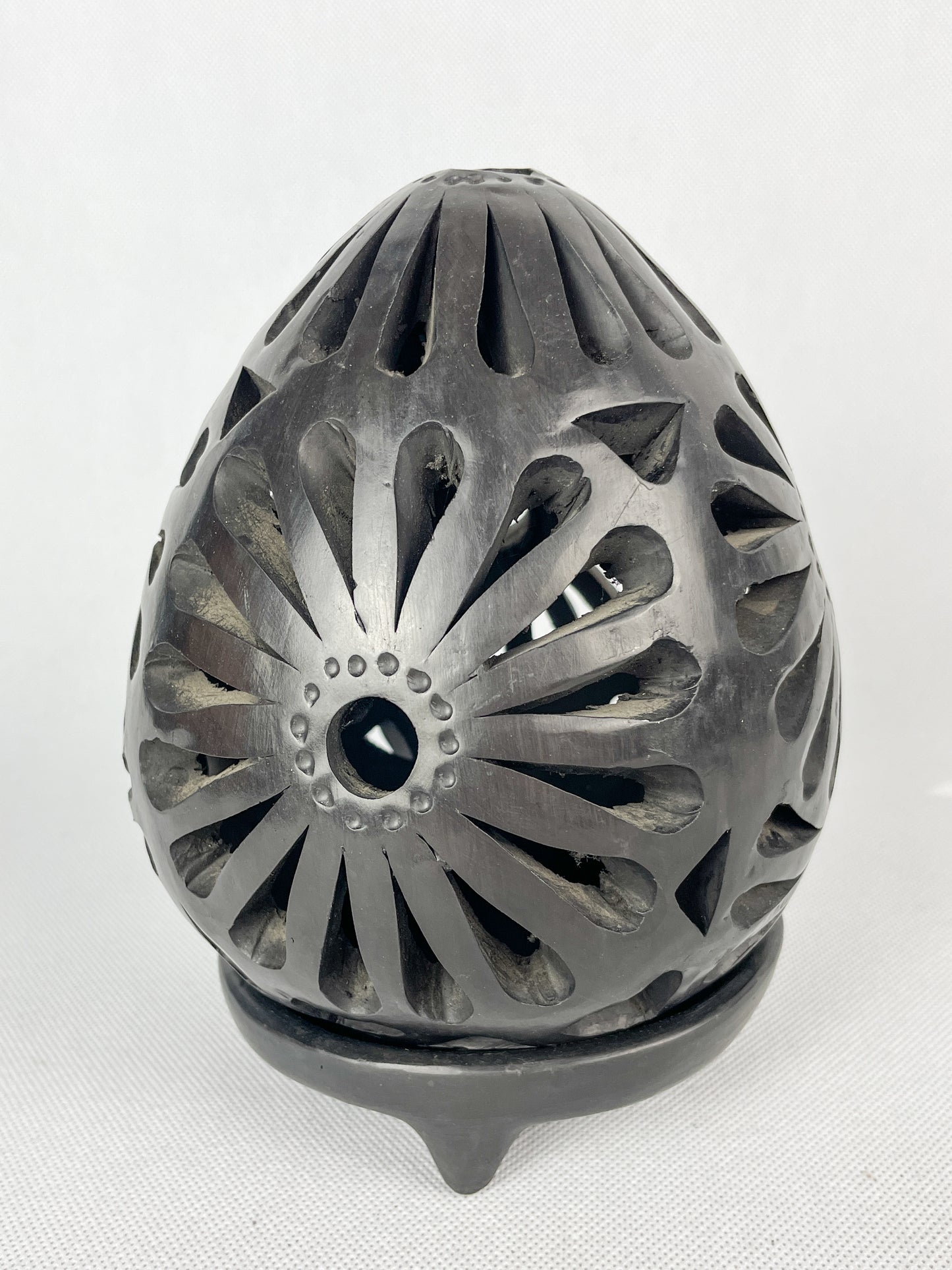 Oaxaca Black Pottery Candle Holder Black Oaxacan Pottery Sphere Barro Negro