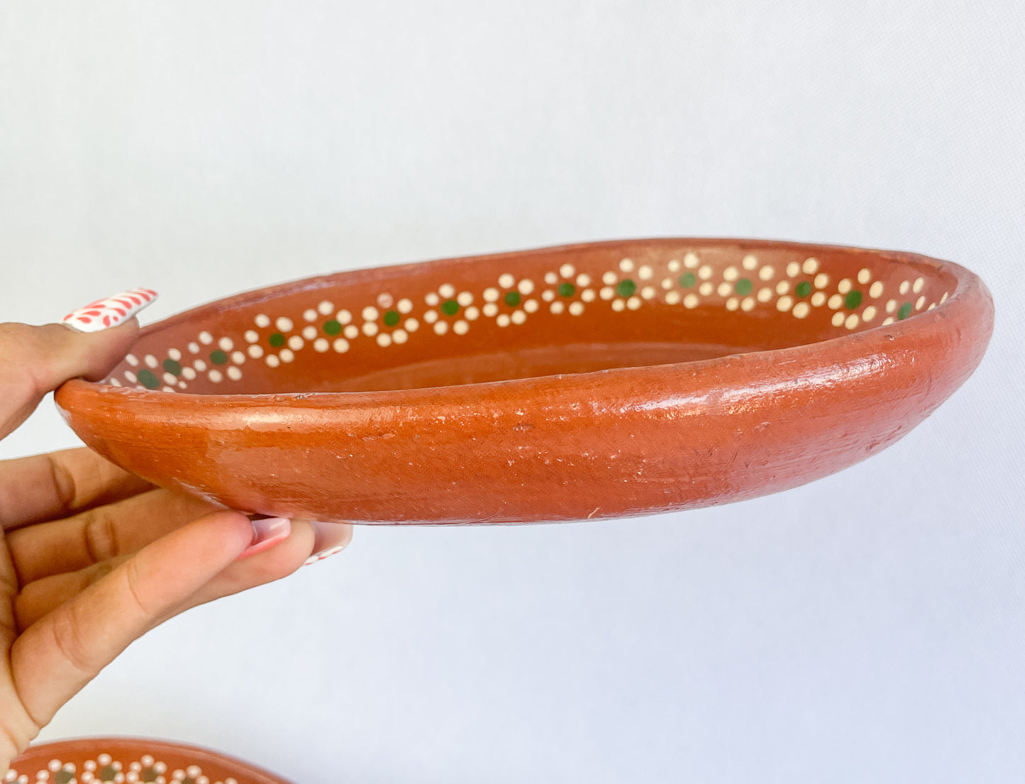 Mexican Clay Plates Oval Plates 8" Set of 4 Lead Free Mexican Plates Platos de Barro Ovalados