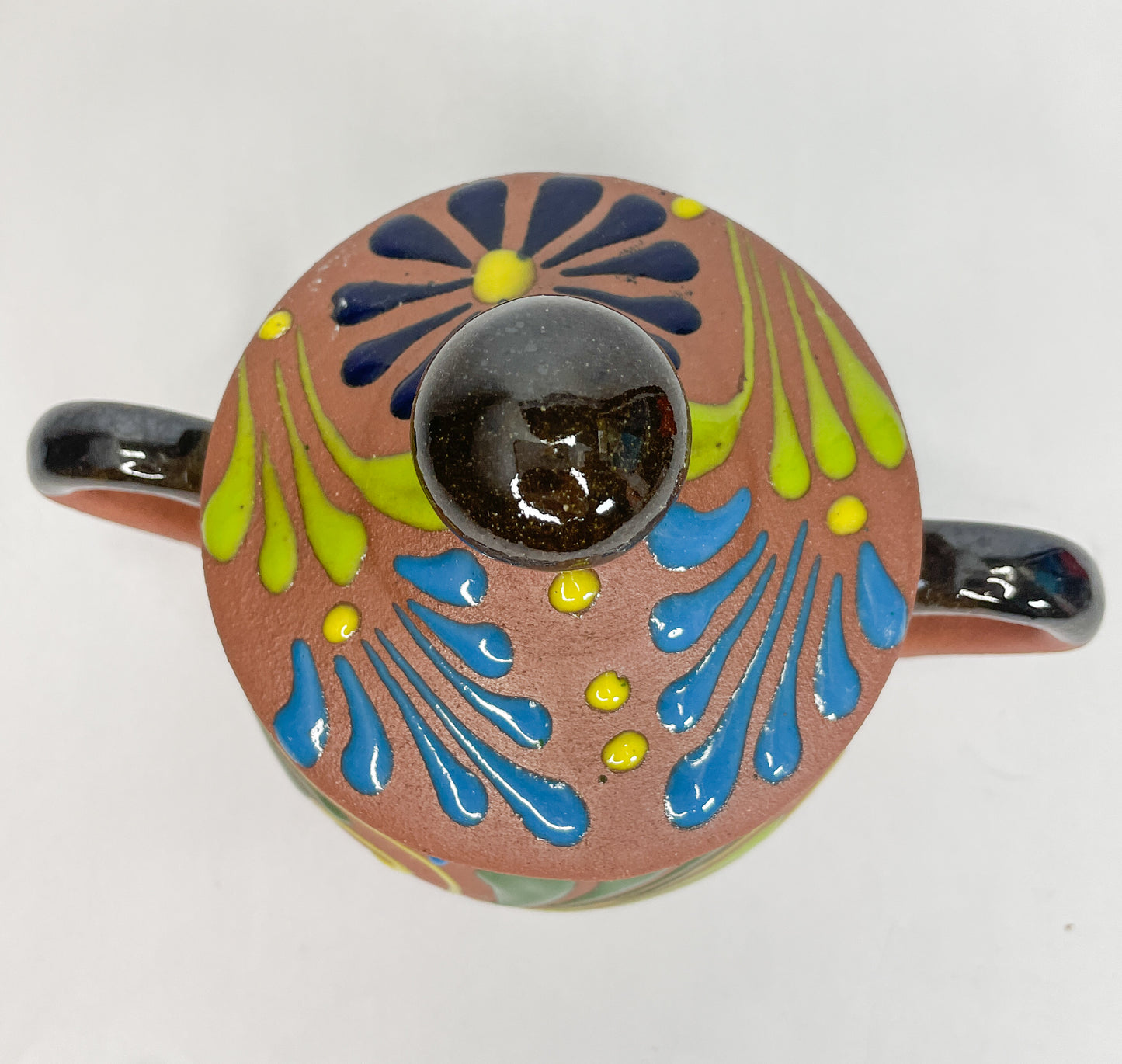Mexican Sugar Bowl Azucarera de Barro Hand Painted Mexican Pottery Canisters Artesanias de Barro Azucarera