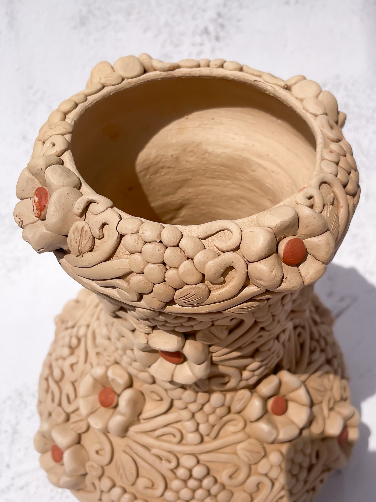 Colores Del Suelo Oaxaca Clay Vase Clay Embroidery Large Vase Florero Bordado En Barro