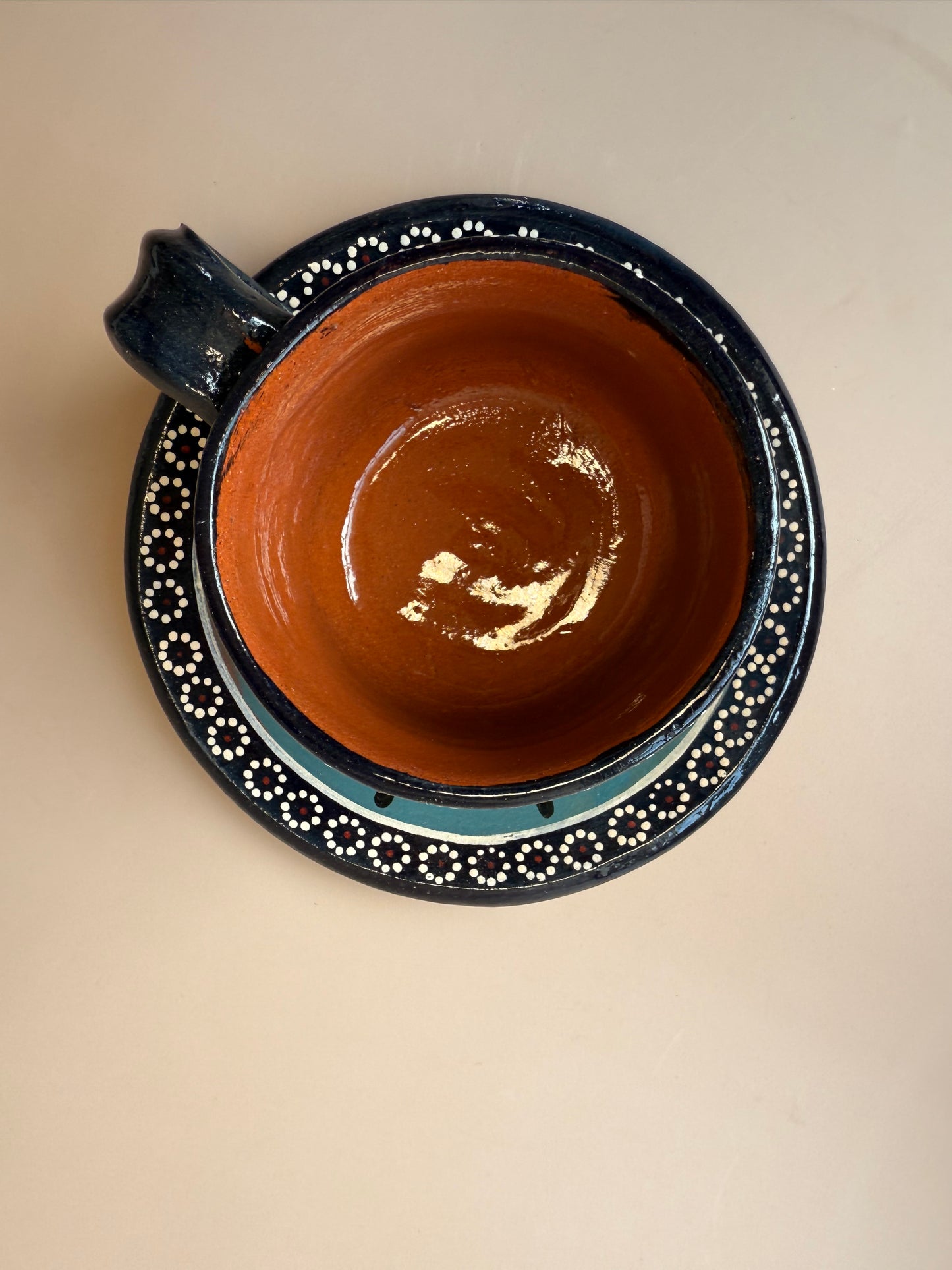 Michoacan Mexican Clay Mug and Plate Set Lead Free Clay Mug Taza