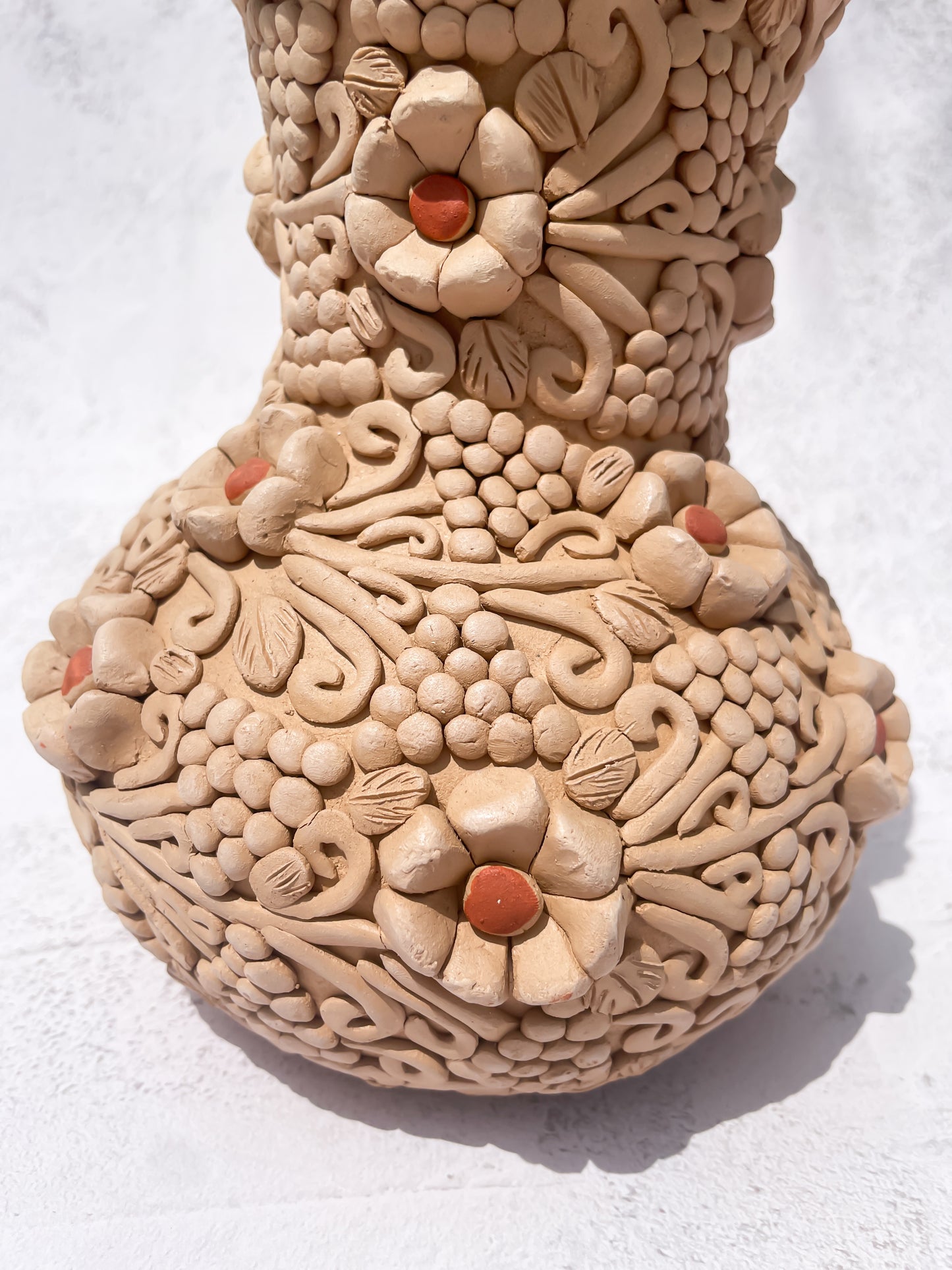 Colores Del Suelo Oaxaca Clay Vase Clay Embroidery Large Vase Florero Bordado En Barro