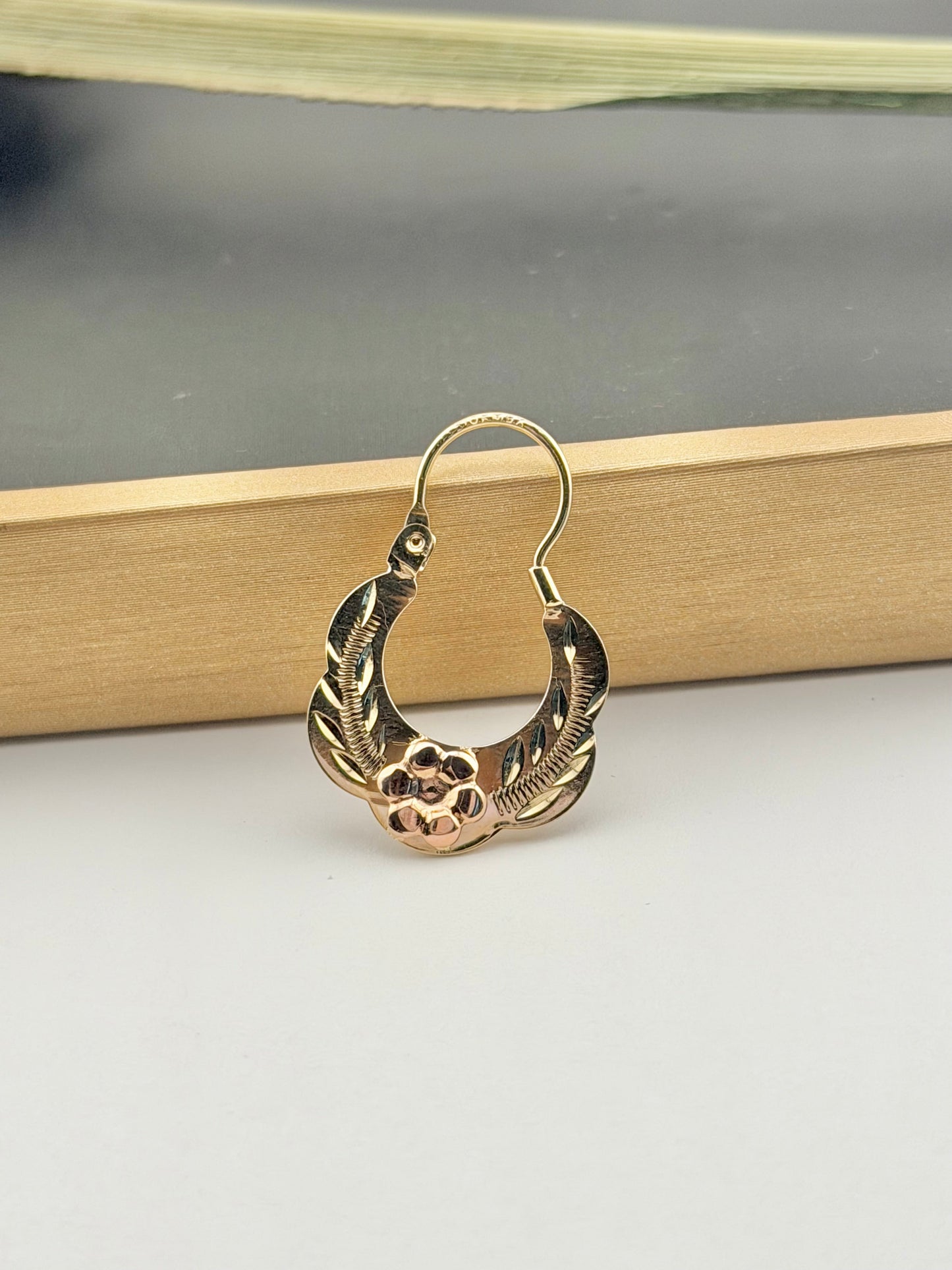 10kt Gold hoop earrings | Basket hoops real gold | Mexican gold jewelry