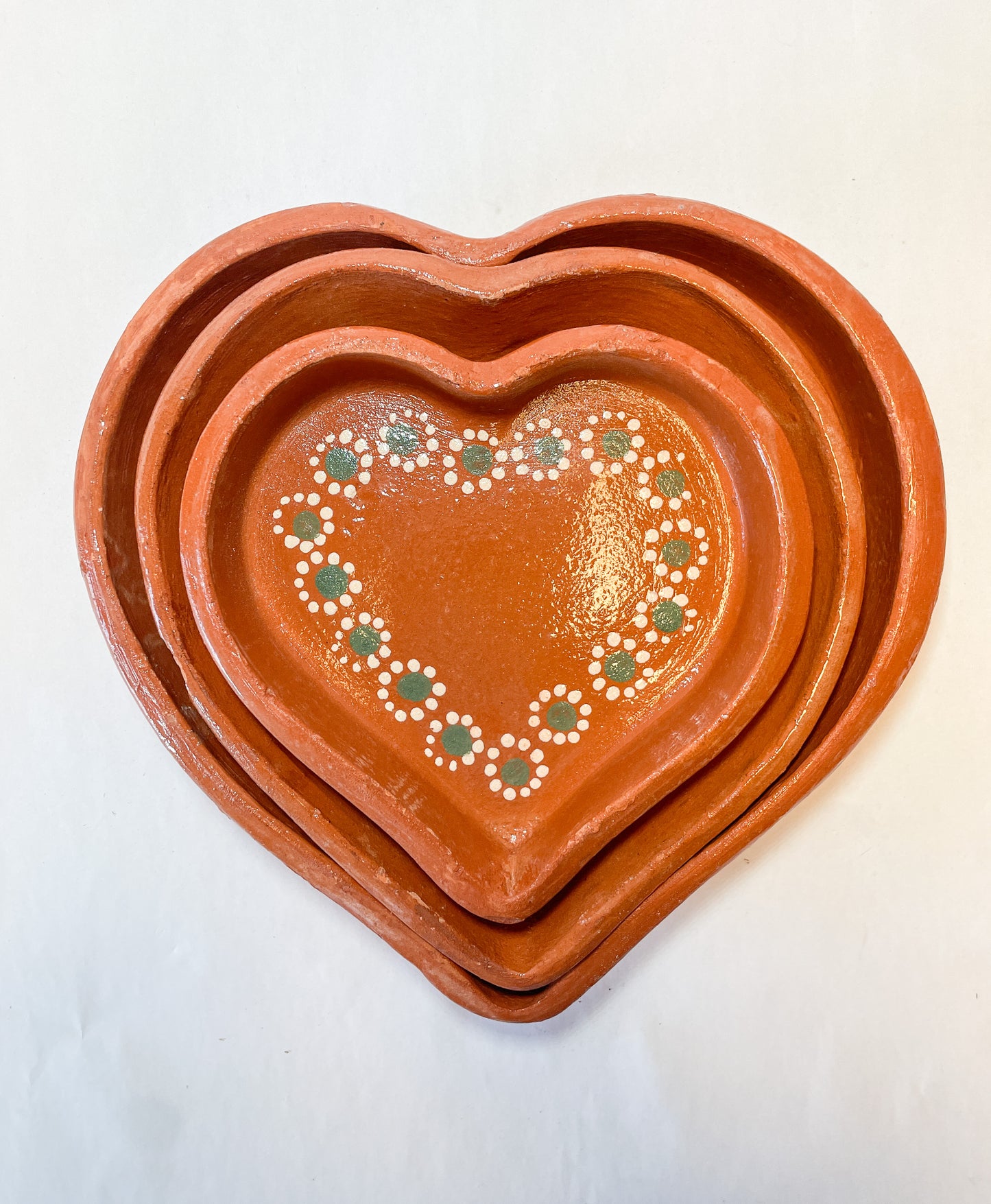 Michoacan Mexican Clay Heart Plate Set of 2 Plato Corazon Barro Lead Free