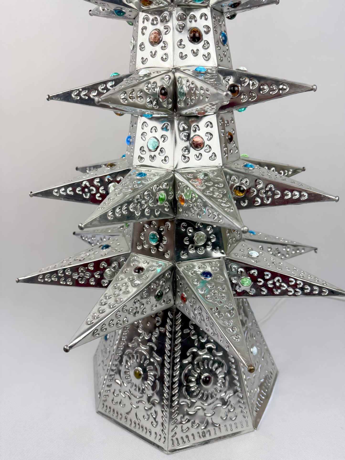 Mexican Punched Christmas Tree Tin Punched Christmas Tree Arbol de Navidad Con Luz