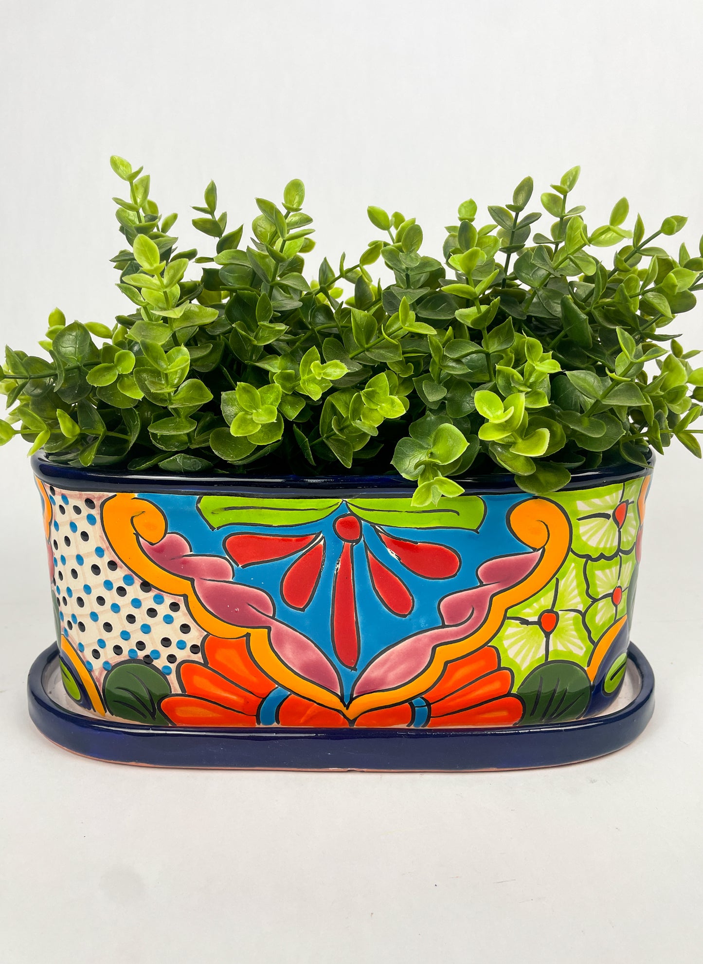Mexican Talavera Oval Planter 9 1/2 Inches Talavera Pottery