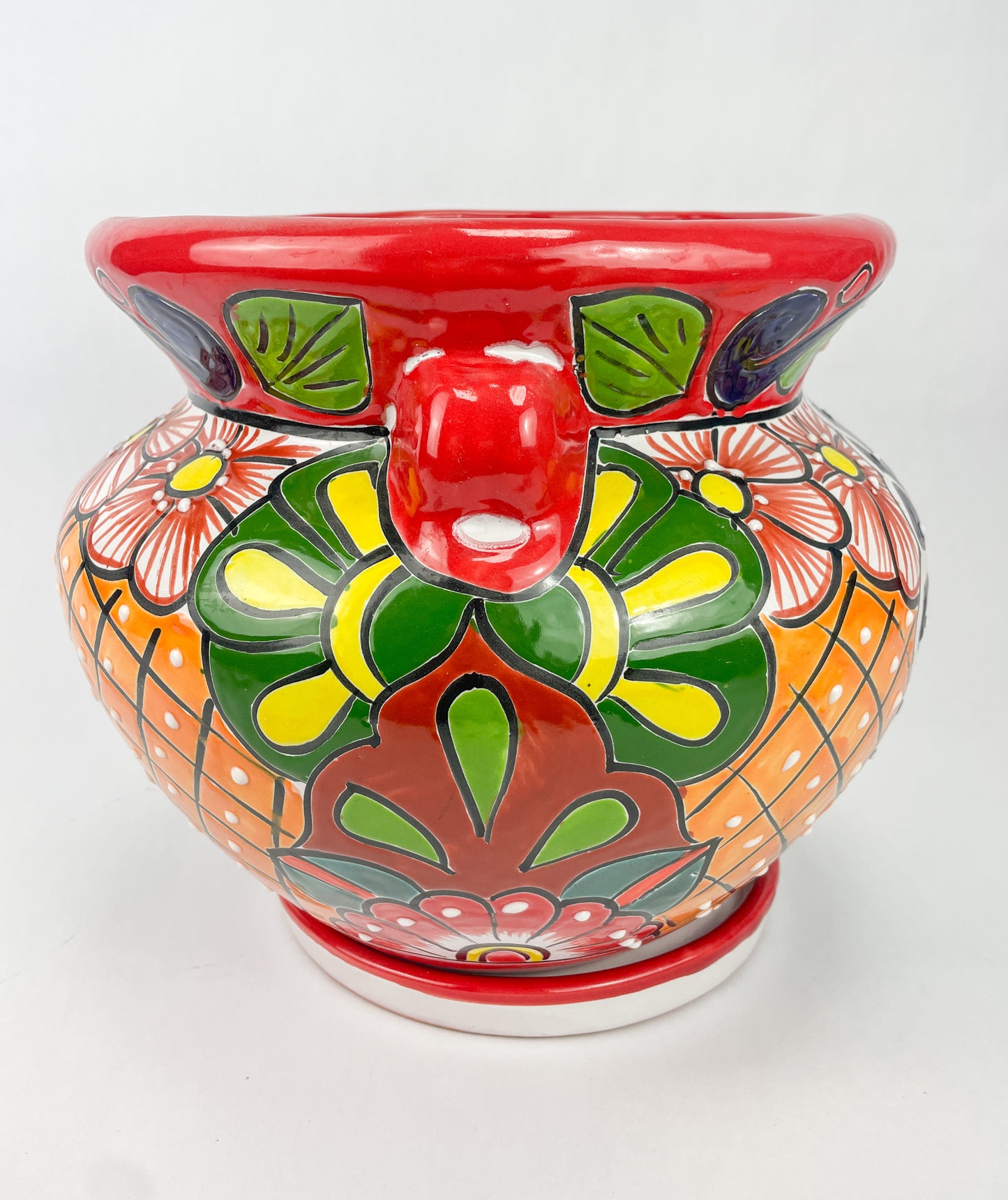 Talavera Mexican Flower Pot With Saucer Ceramic Flower Pot Mexican Plant Pots Mexican Painted Pots Mexican Clay Pots Maceta con Plato
