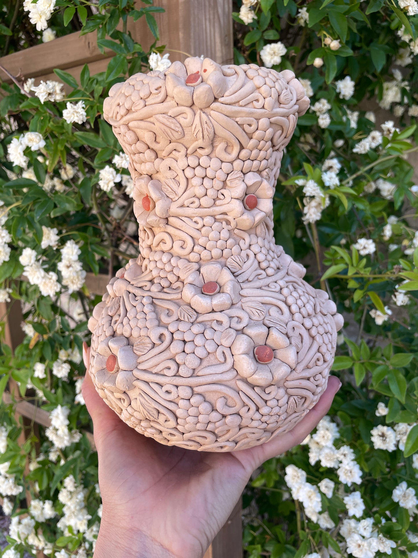 Colores Del Suelo Oaxaca Clay Vase Clay Embroidery Large Vase Florero Bordado En Barro