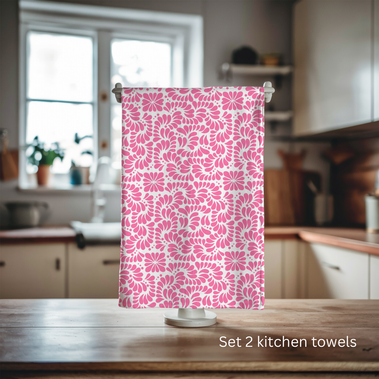Pink talavera Design Kitchen Towel Toalla Cocina Rosa