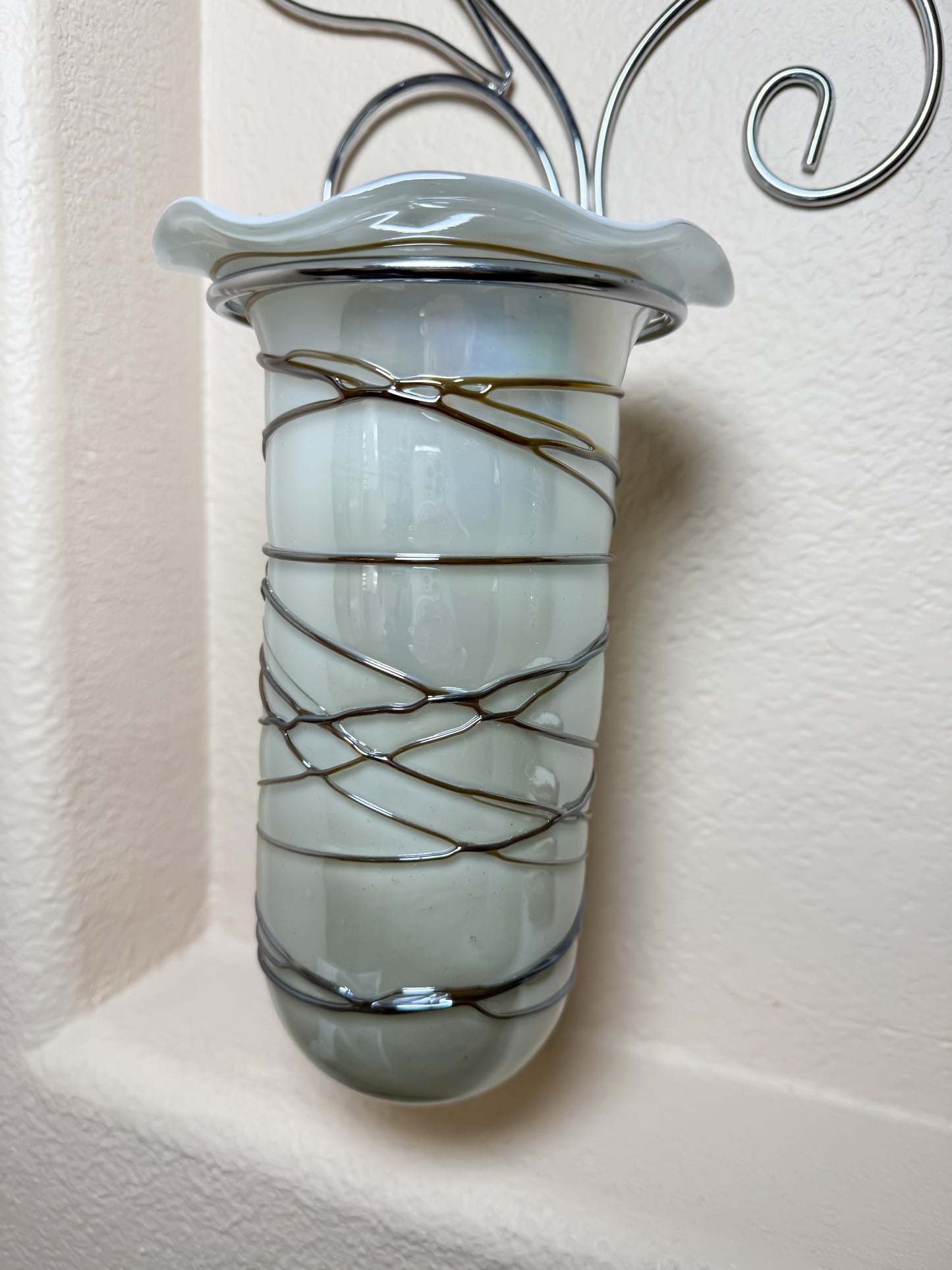 Wall Blown Glass Vase Hand Blown Art Wall Vases With Metal Mounts