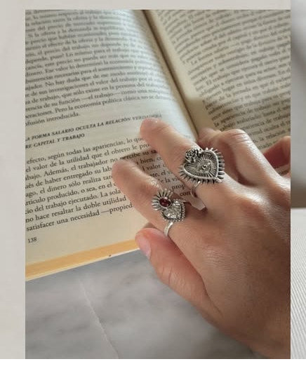 Preorder Sacred Heart Adjustable Ring – Silver 925 – Handmade in Taxco