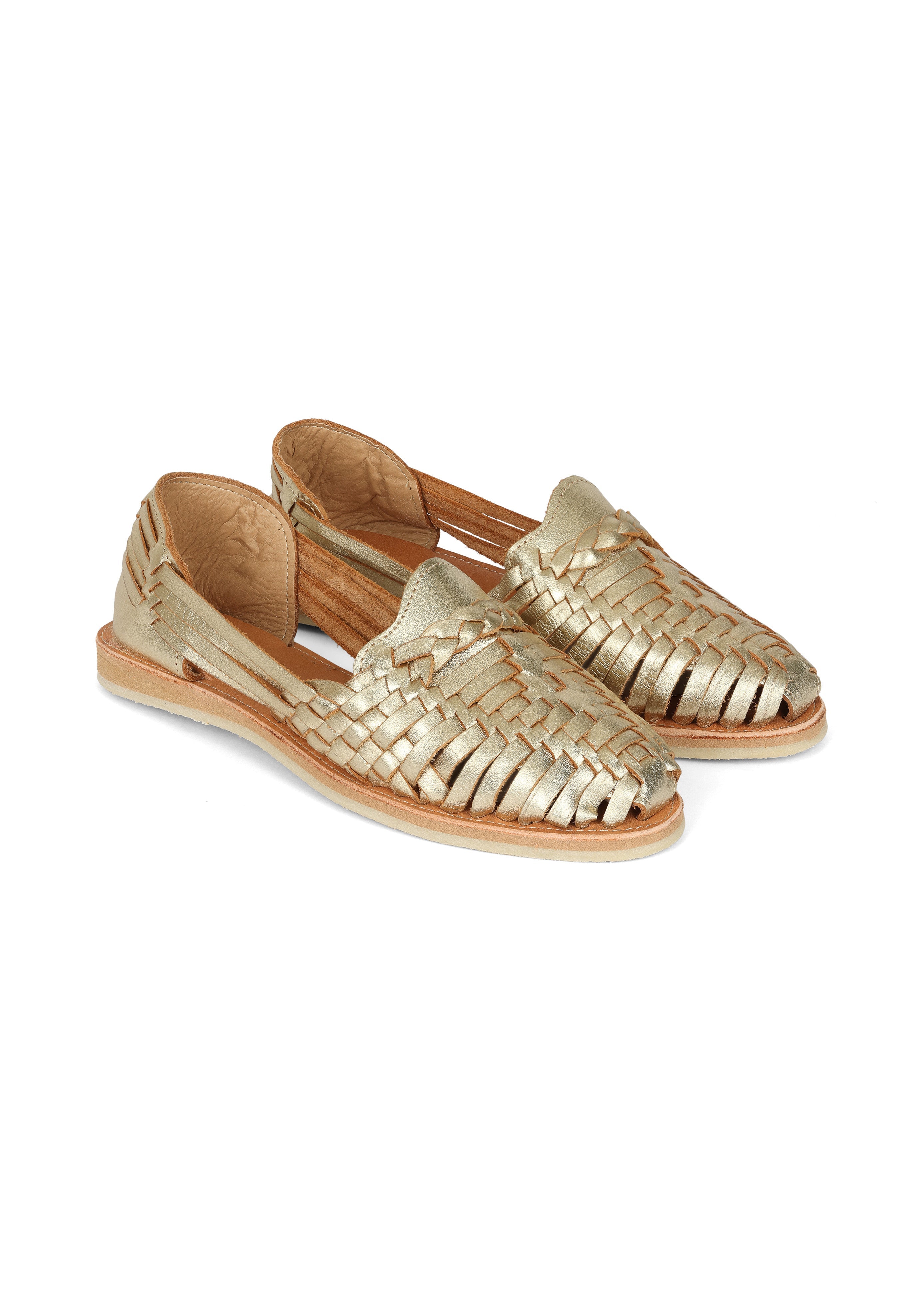 GOLD LEATHER HUARACHE – TheMexHub