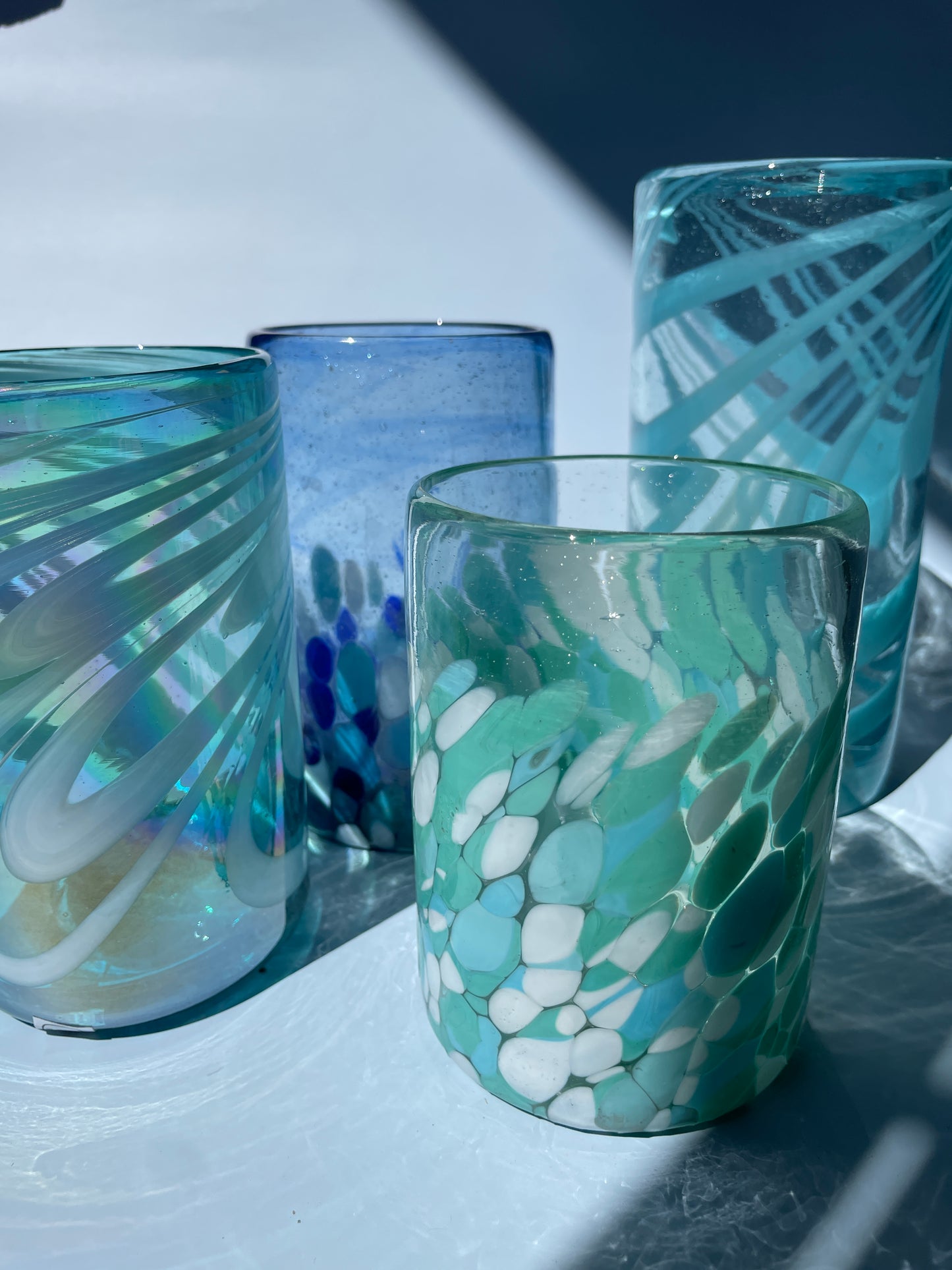 Mexican Glassware Tumblers 2pc Set Mexican Recycled Glass Mexican Confetti Glassware