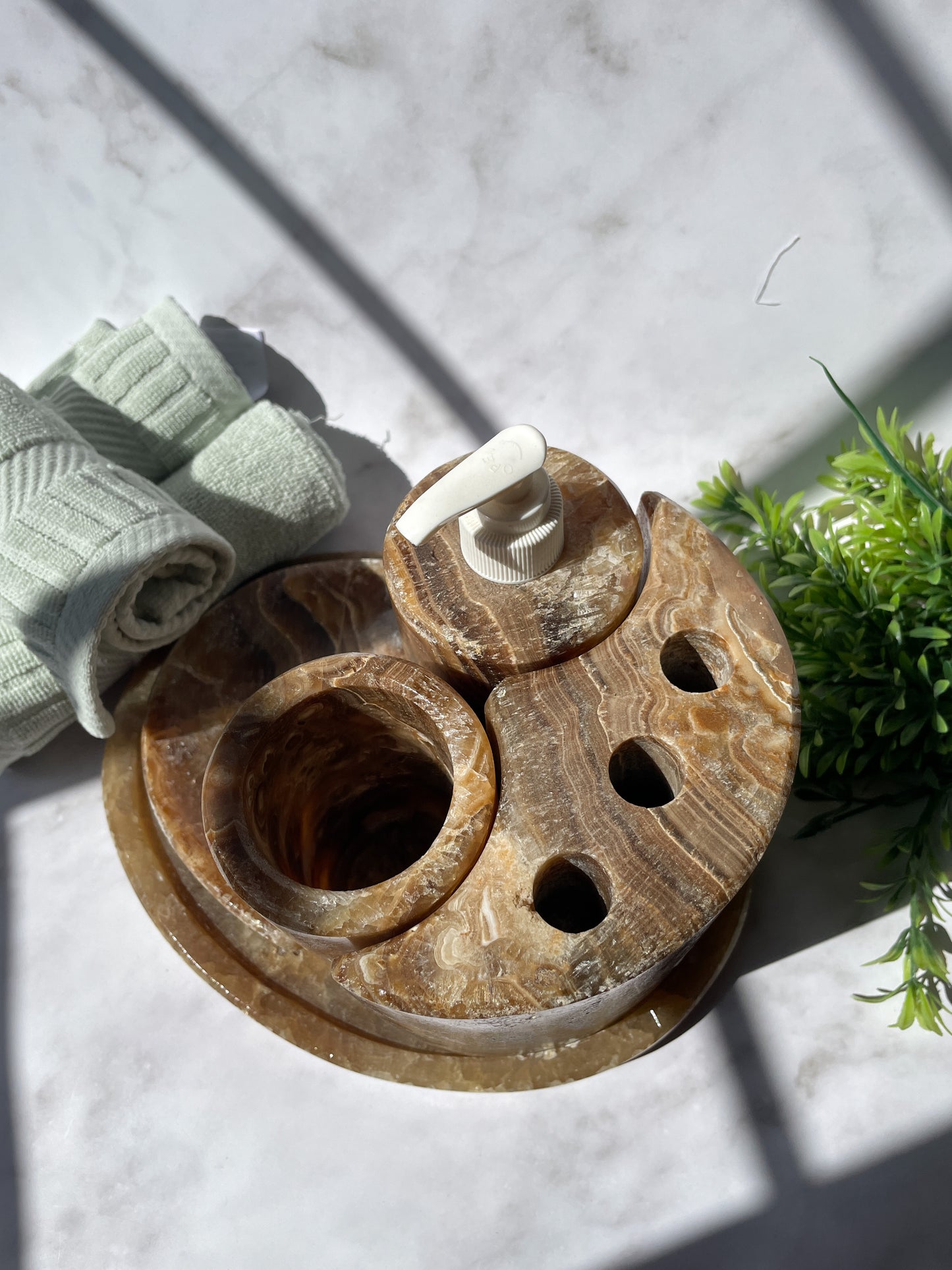 Onyx Stone Bathroom Accessories Set 5 Pcs Marble Bathroom Set