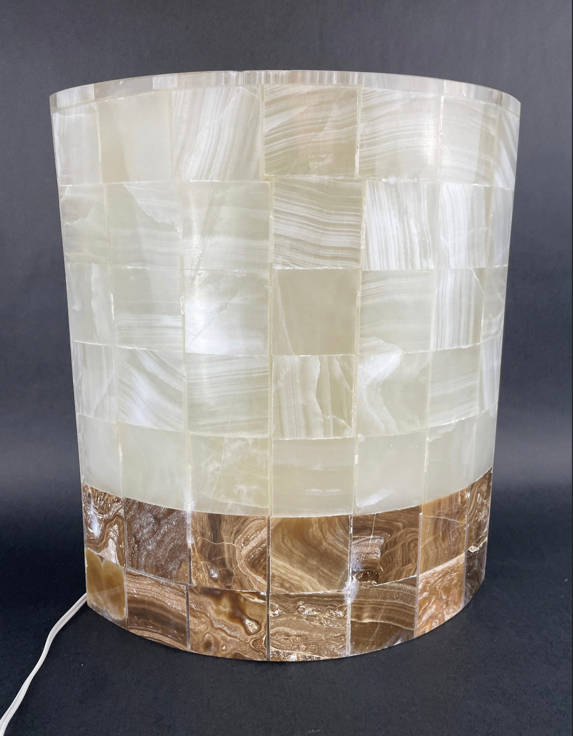 Banded Onyx Lamp Oval 14 Inch Two Tone Onyx Table Lamp