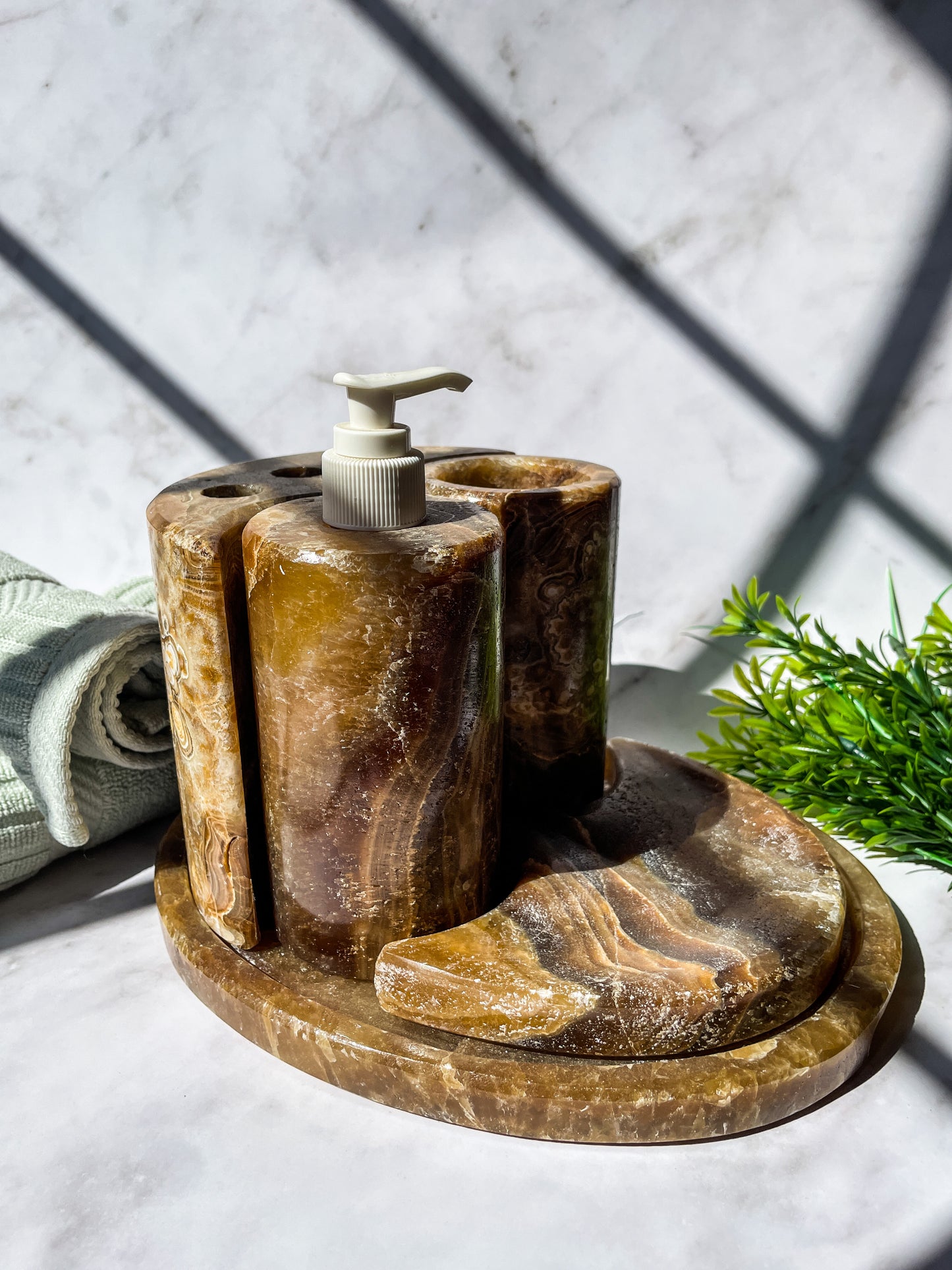 Onyx Stone Bath Accessories Set 5 Pcs