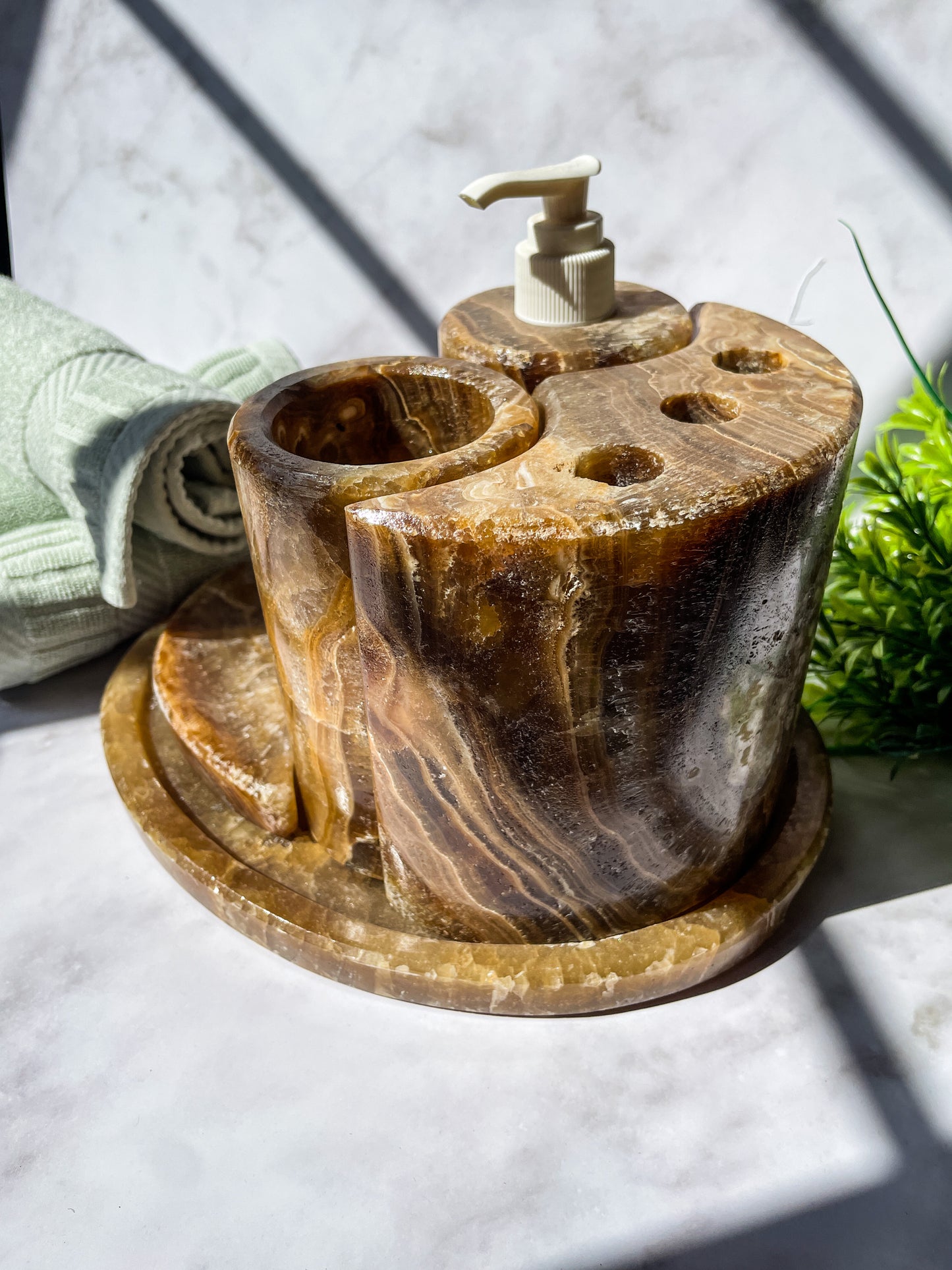 Onyx Stone Bath Accessories Set 5 Pcs