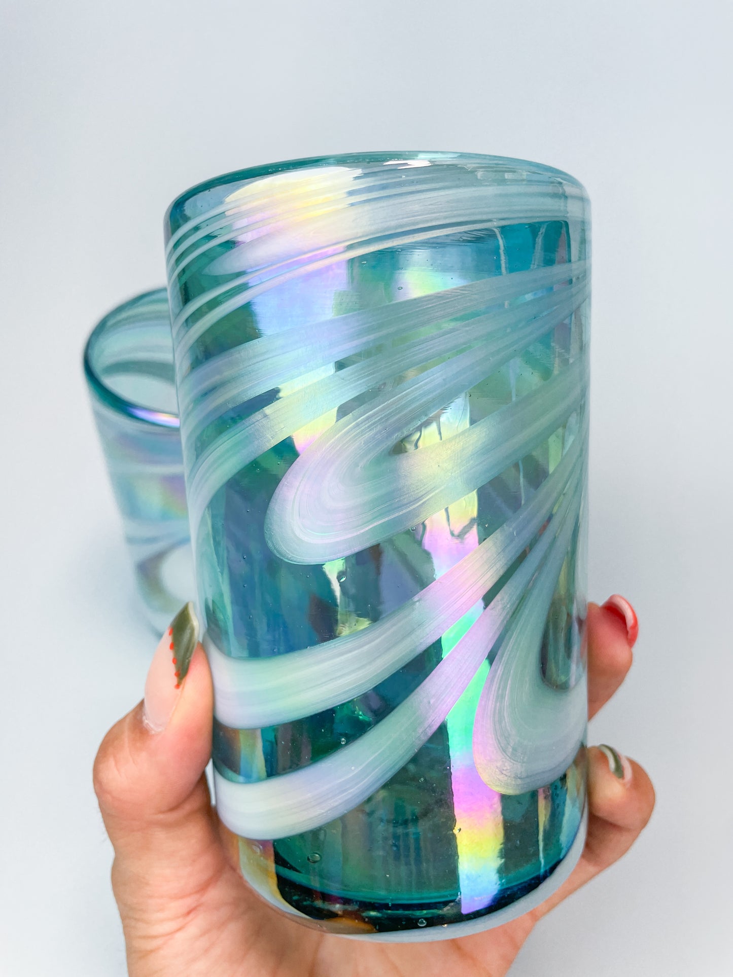 Mexican Glassware Tumblers 2pc Set Mexican Recycled Glass Mexican Confetti Glassware
