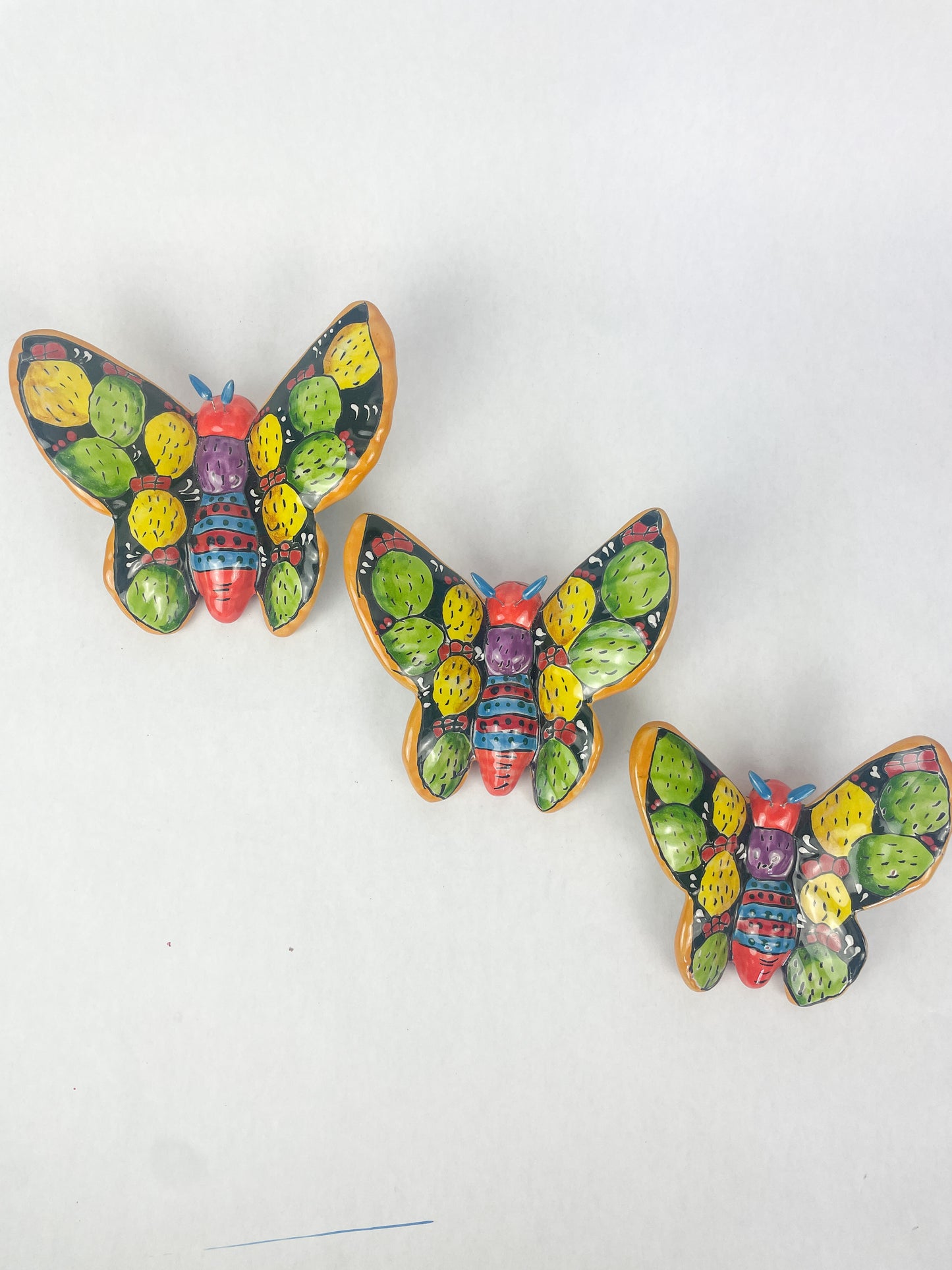 Talavera Butterfly Mexican Wall Art Set Colorful