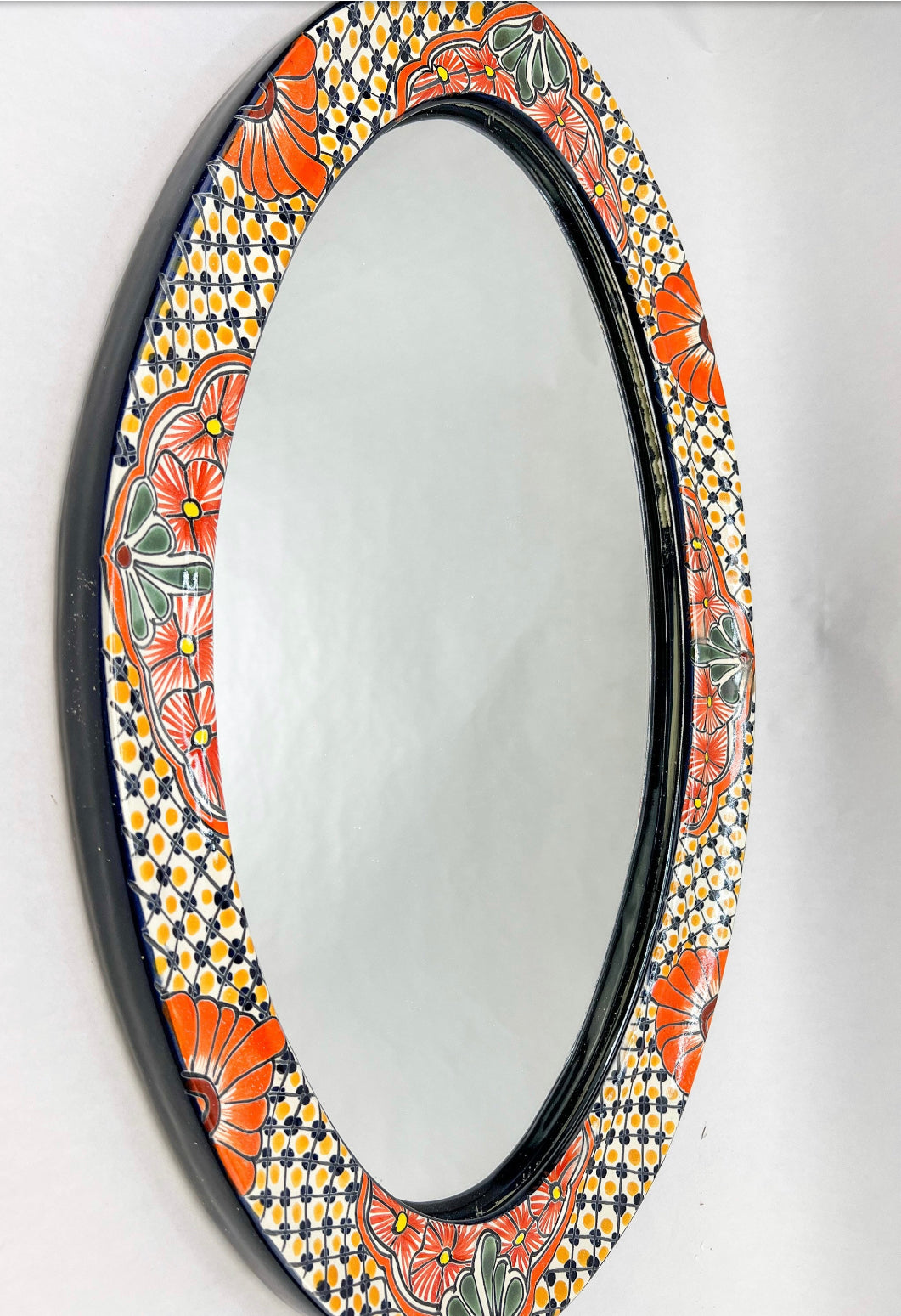 Talavera Mexican Mirror Oval Mirror 25 Inches Wall Decor Mexican Espejo Talavera