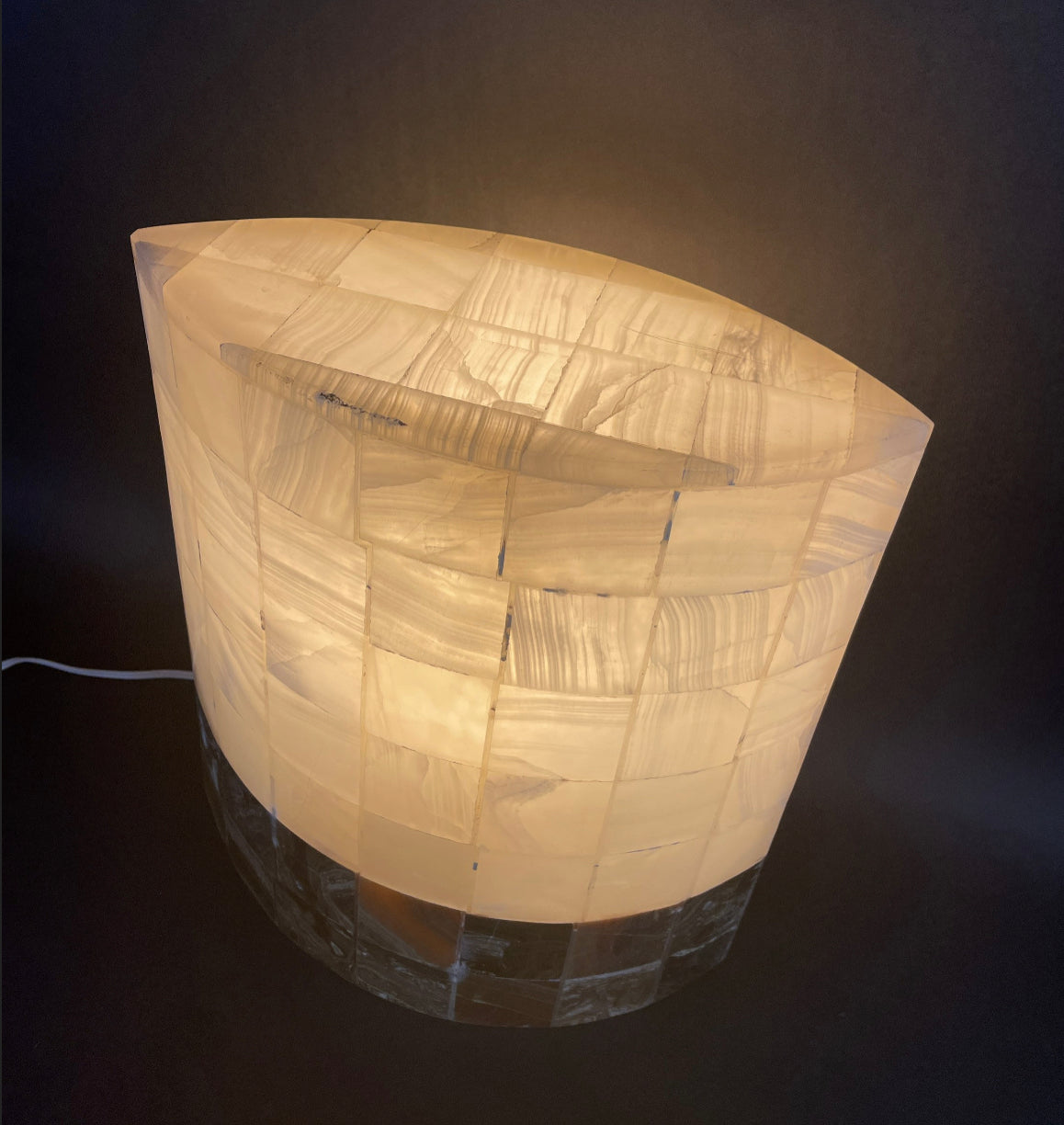 Banded Onyx Lamp Oval 14 Inch Two Tone Onyx Table Lamp