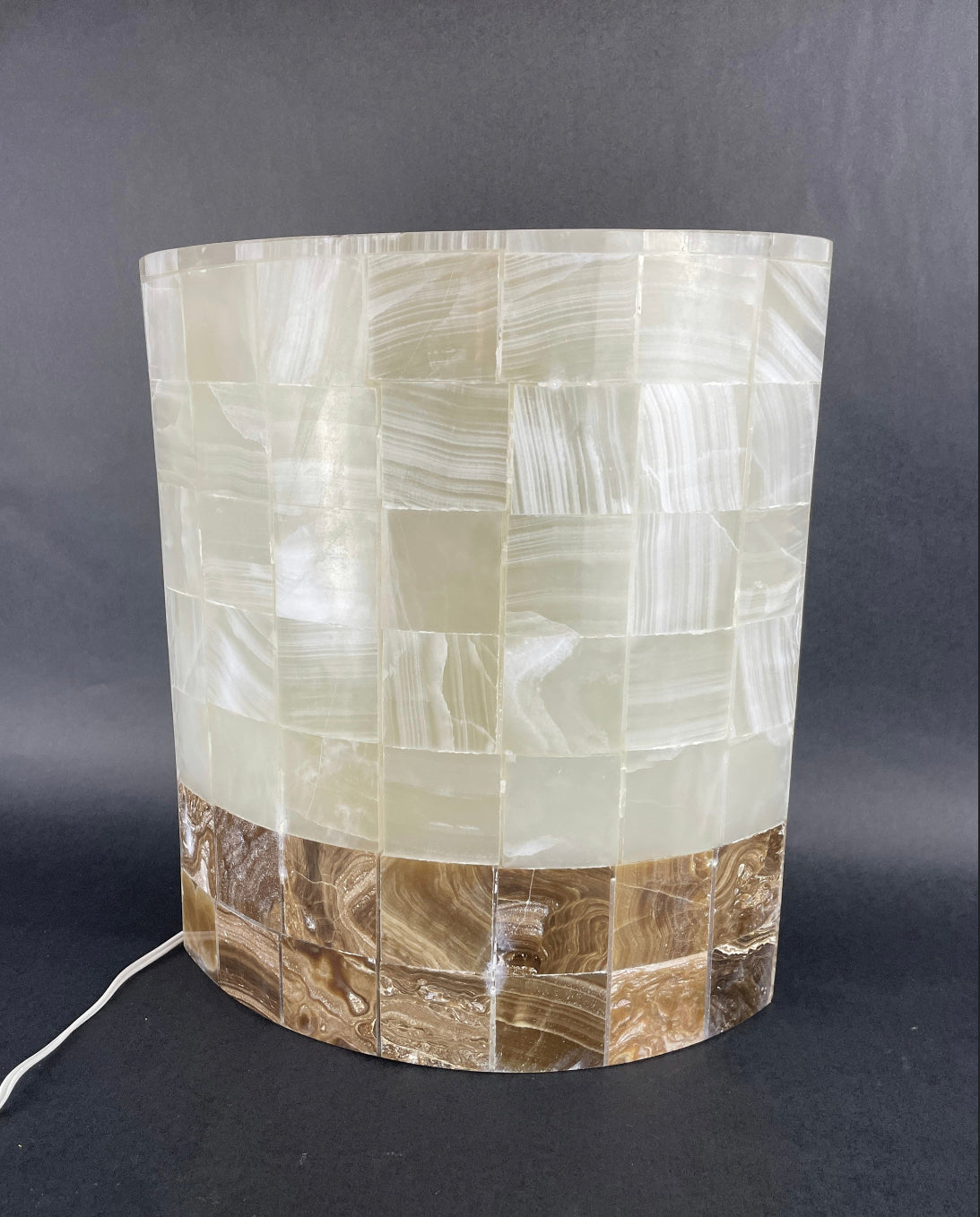 Banded Onyx Lamp Oval 14 Inch Two Tone Onyx Table Lamp