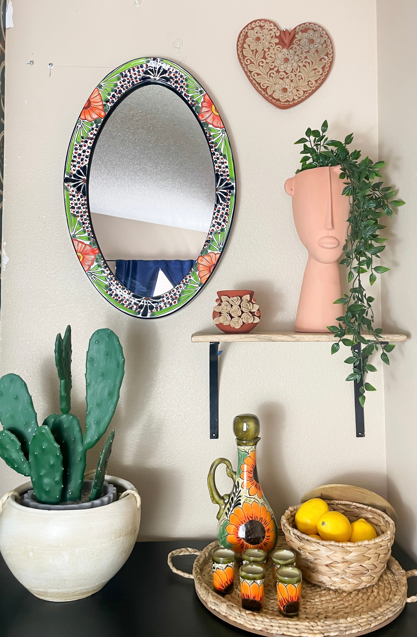 Talavera Mexican Mirror Oval Mirror 25 Inches Wall Decor Mexican Espejo Talavera