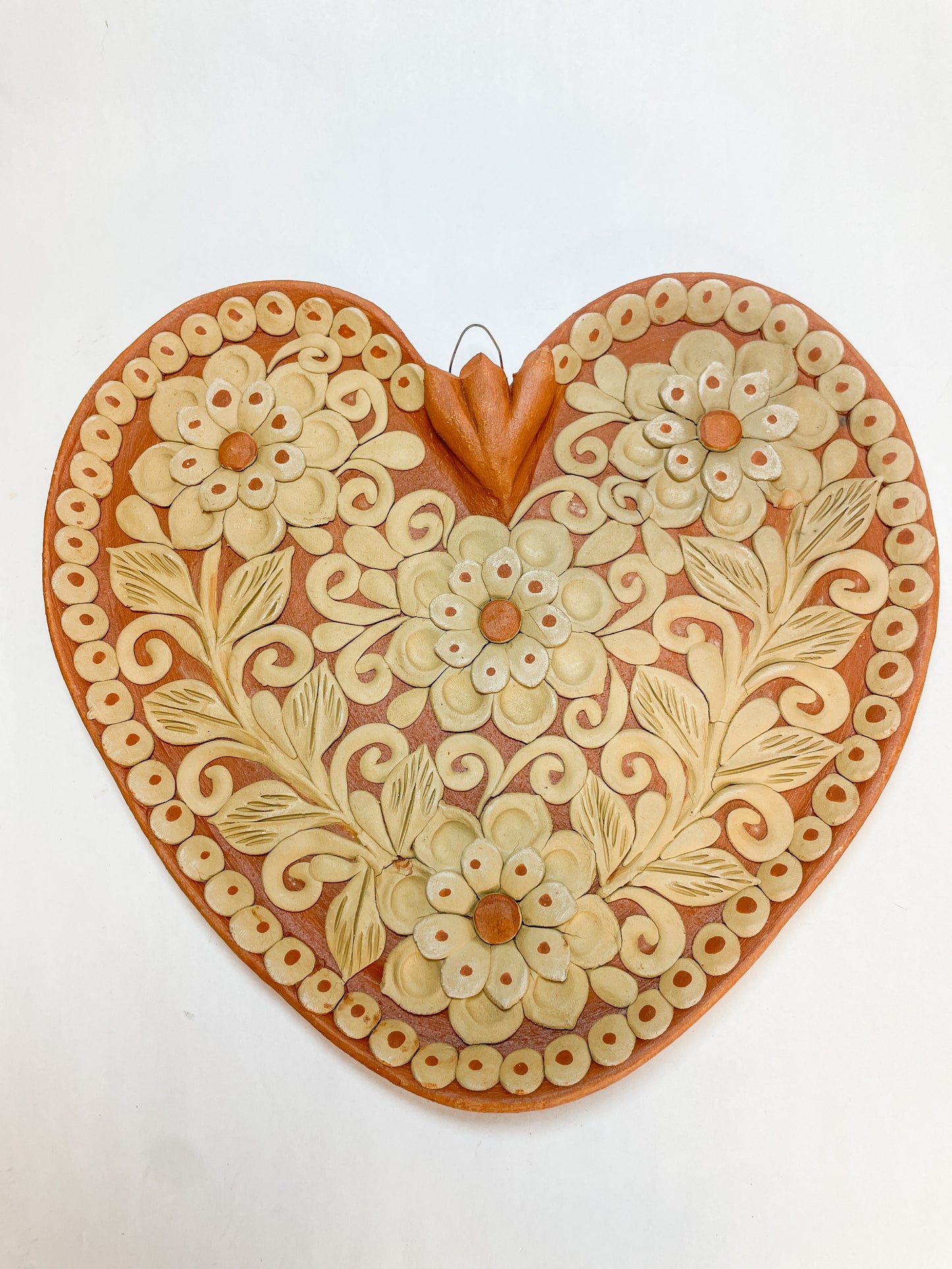 Oaxaca Wall Heart 9 INCHES Corazon de Barro Bordado De Pared