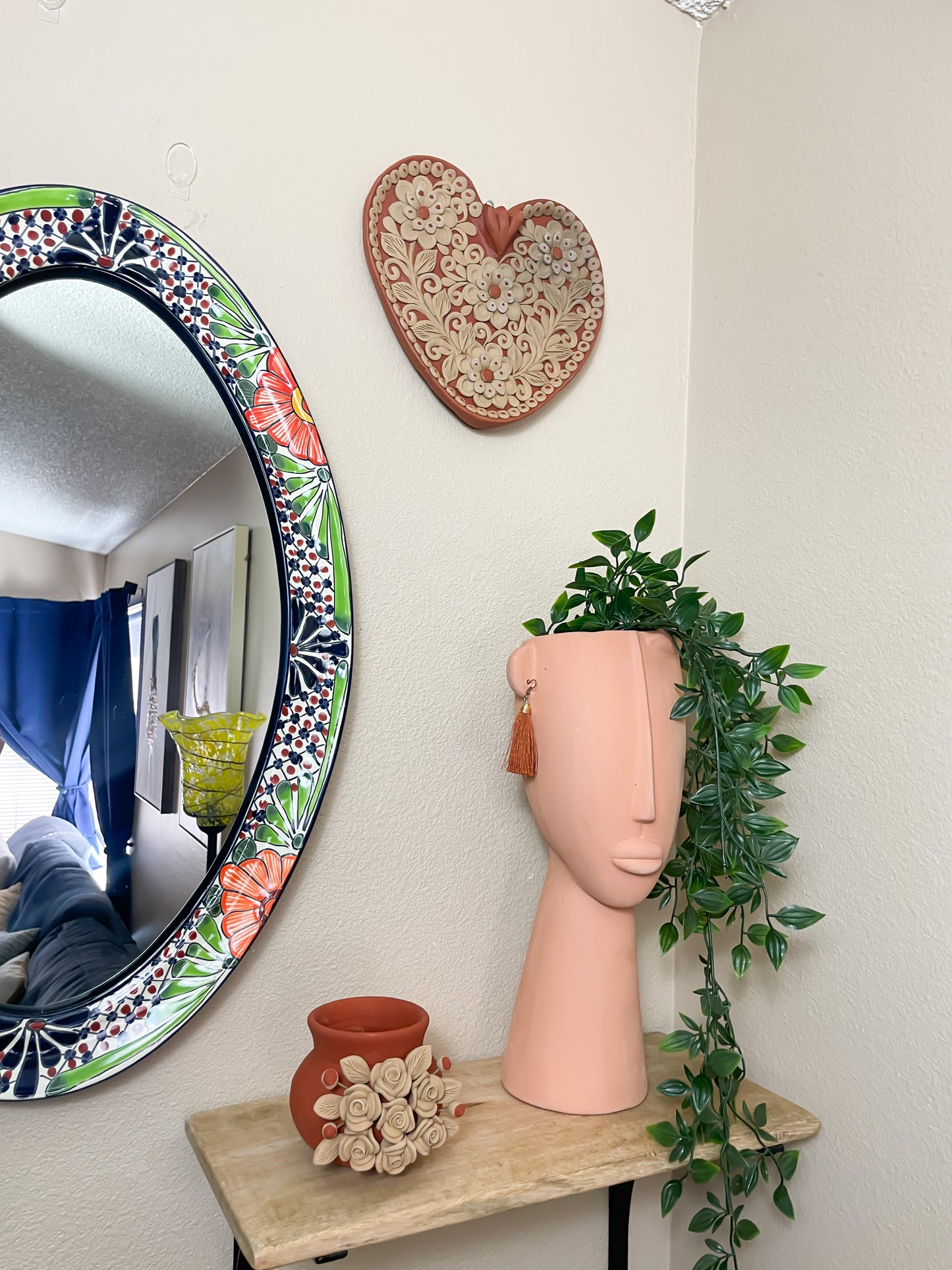 Talavera Mexican Mirror Oval Mirror 25 Inches Wall Decor Mexican Espejo Talavera