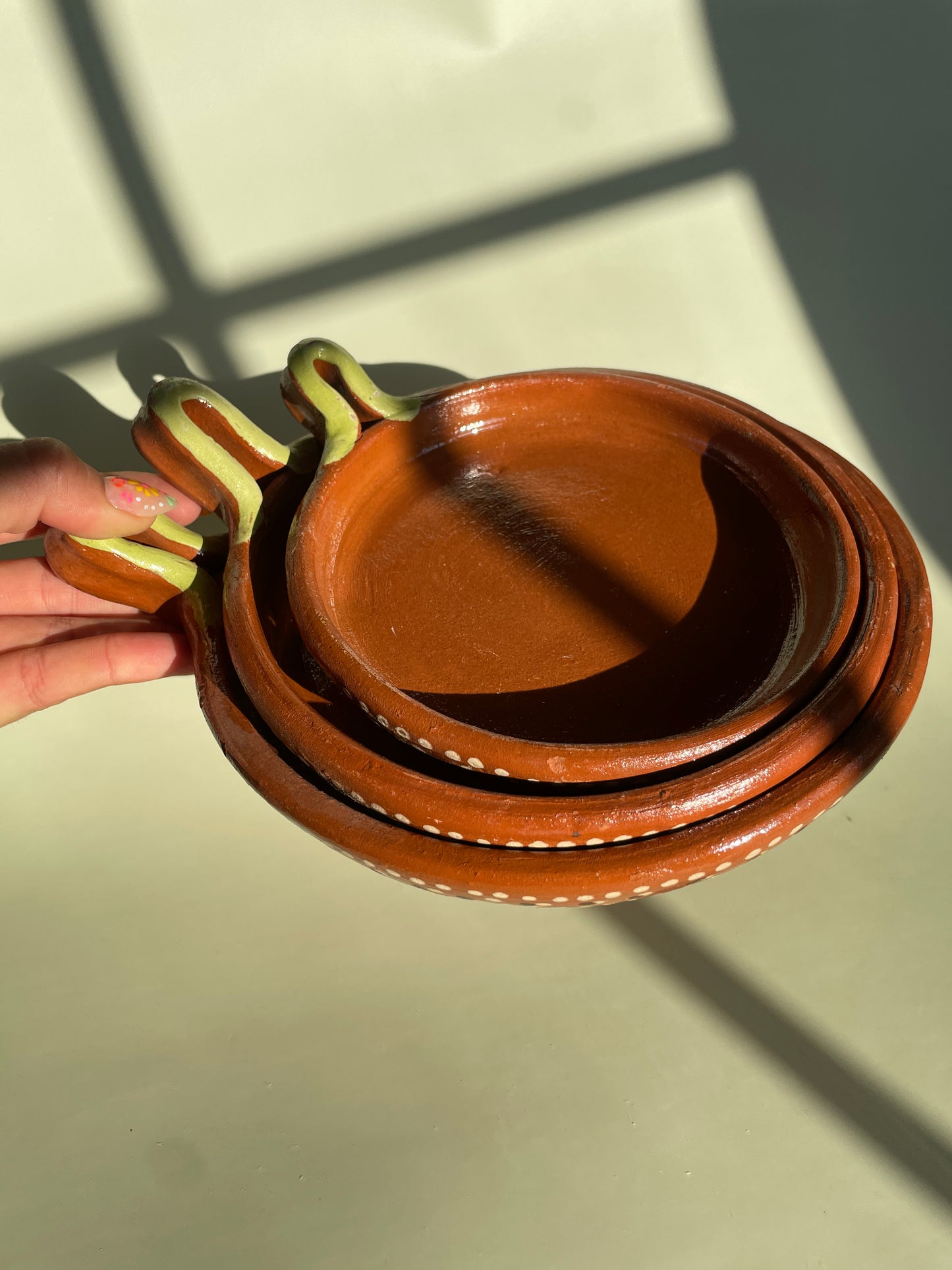 Mexican Terracotta Clay Mini Pans 3 Pc Set Mini Sarten de Barro Fry Pan
