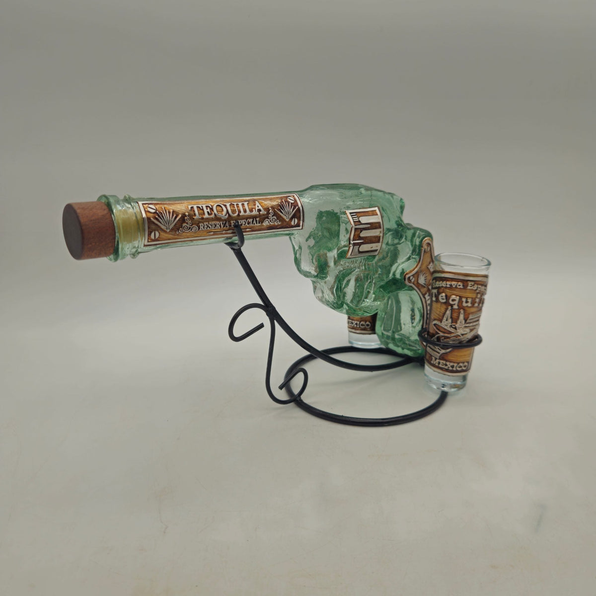 Mexican Revolver Tequila Decanter Set | Glass Gun with Shot Glasses