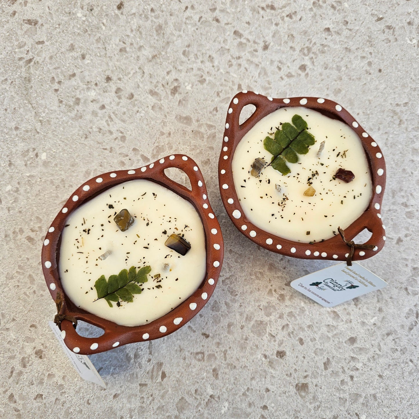 White & Brown cazuelita Scented Candle Vela