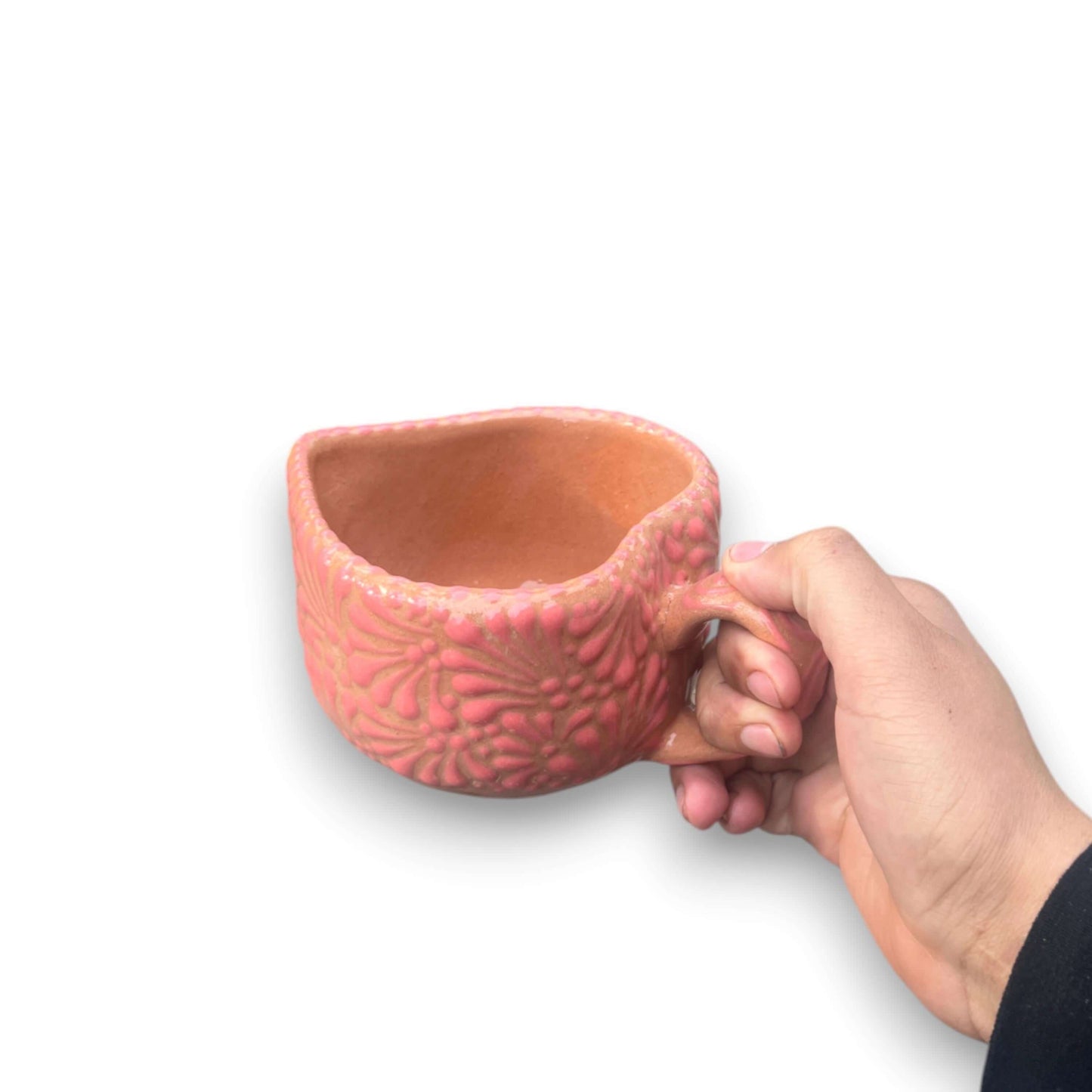 Talavera Heart Mug | Hand-Painted Pink Mexican Coffee Cup