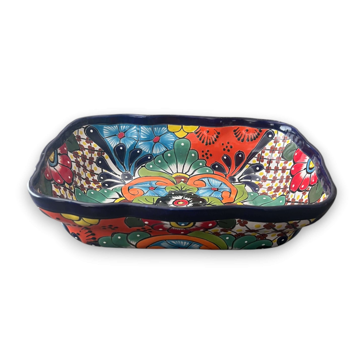 Talavera Serving Dish Salad Bowl| Large Hand-Painted Mexican Ceramic Bowl