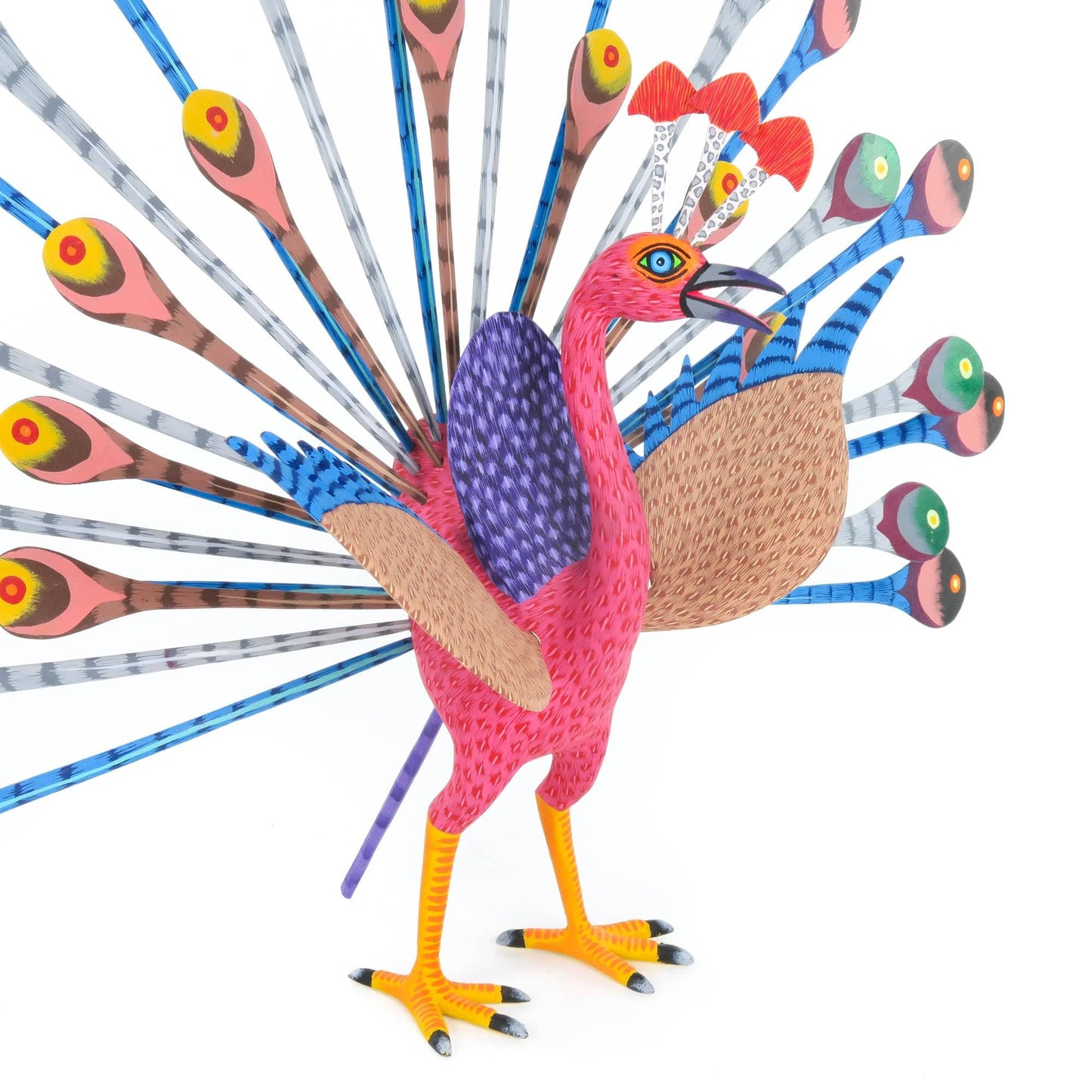 Colorful Peacock - Oaxacan Alebrije Wood Carving Sculpture