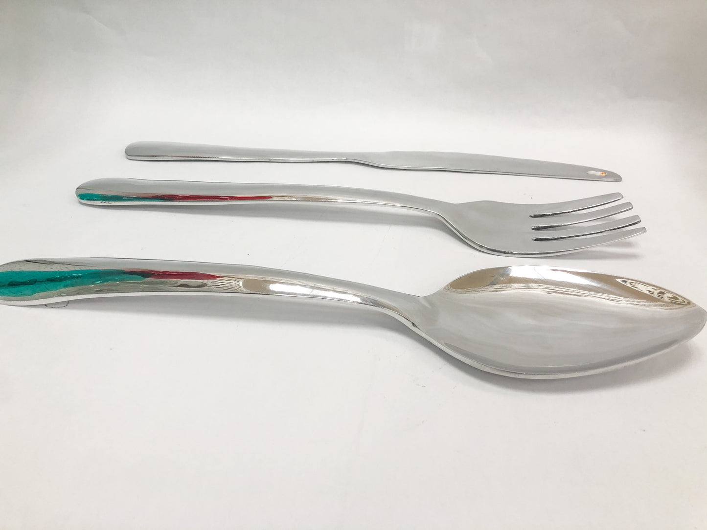 Giant Fork And Spoon Wall Decor 22 Inch Oversized Silver Wall Utensils