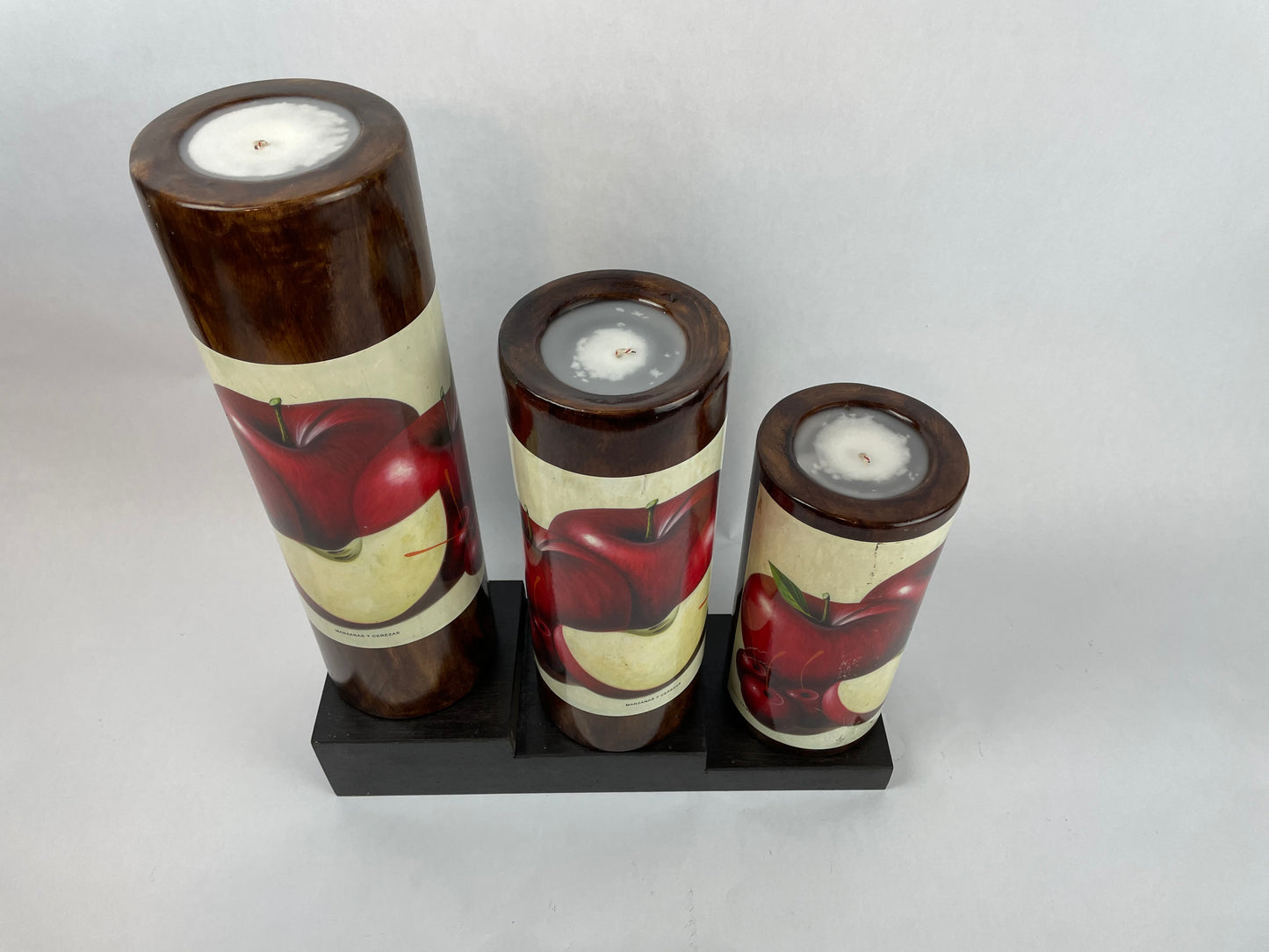 Table Candles Tall Cylinder Candle Set With Wooden Stand