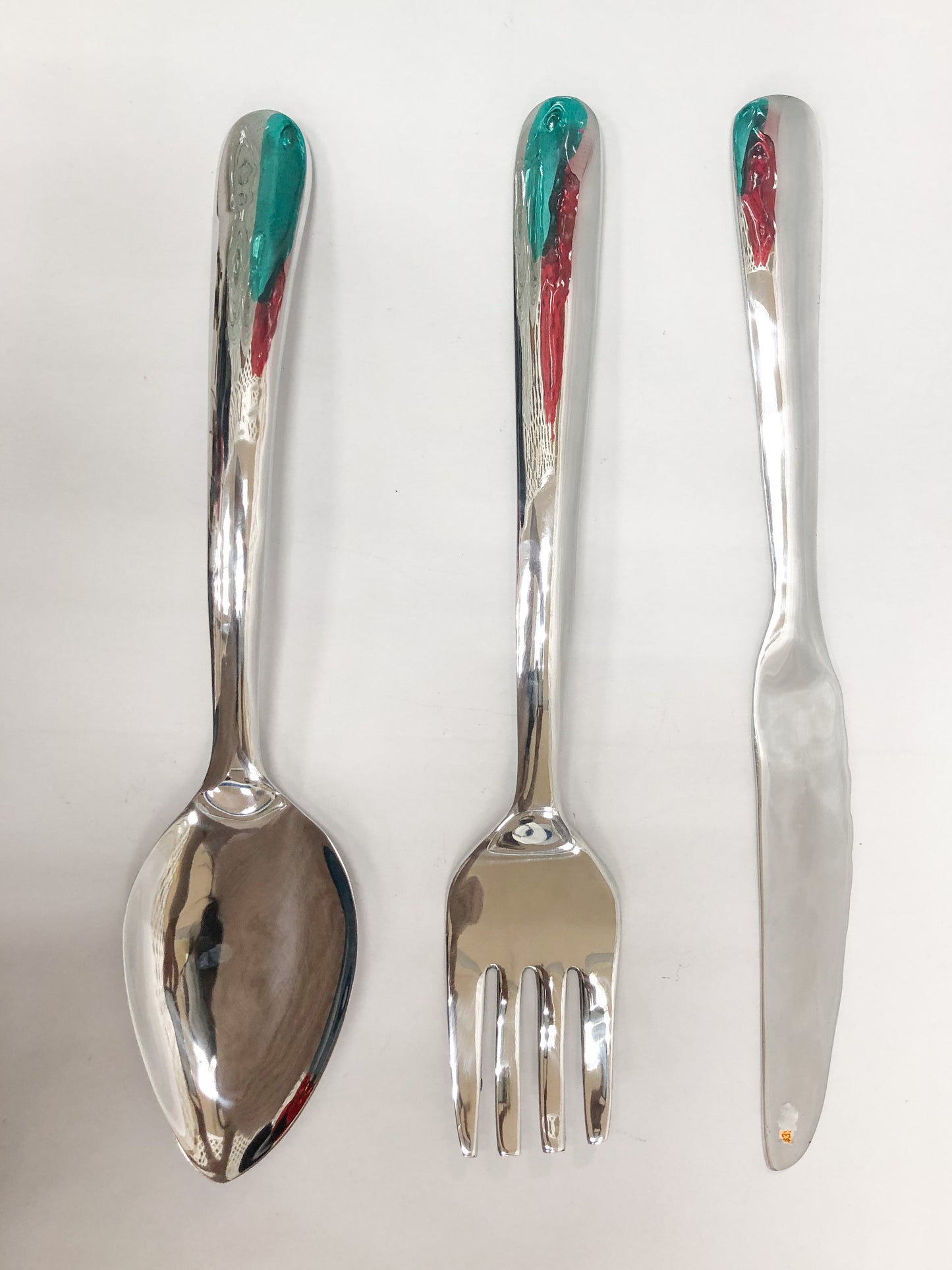 Giant Fork And Spoon Wall Decor 22 Inch Oversized Silver Wall Utensils
