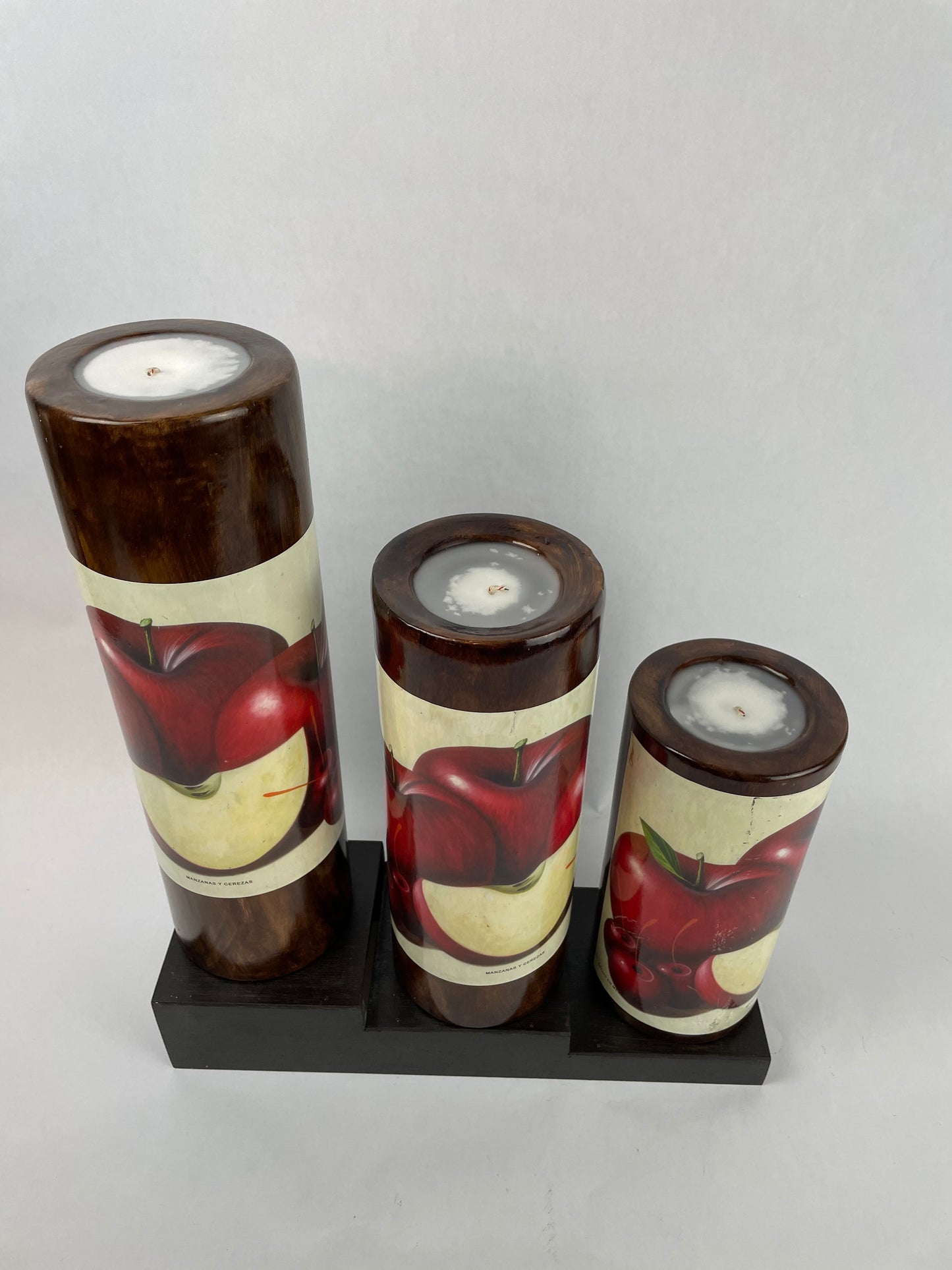 Table Candles Tall Cylinder Candle Set With Wooden Stand