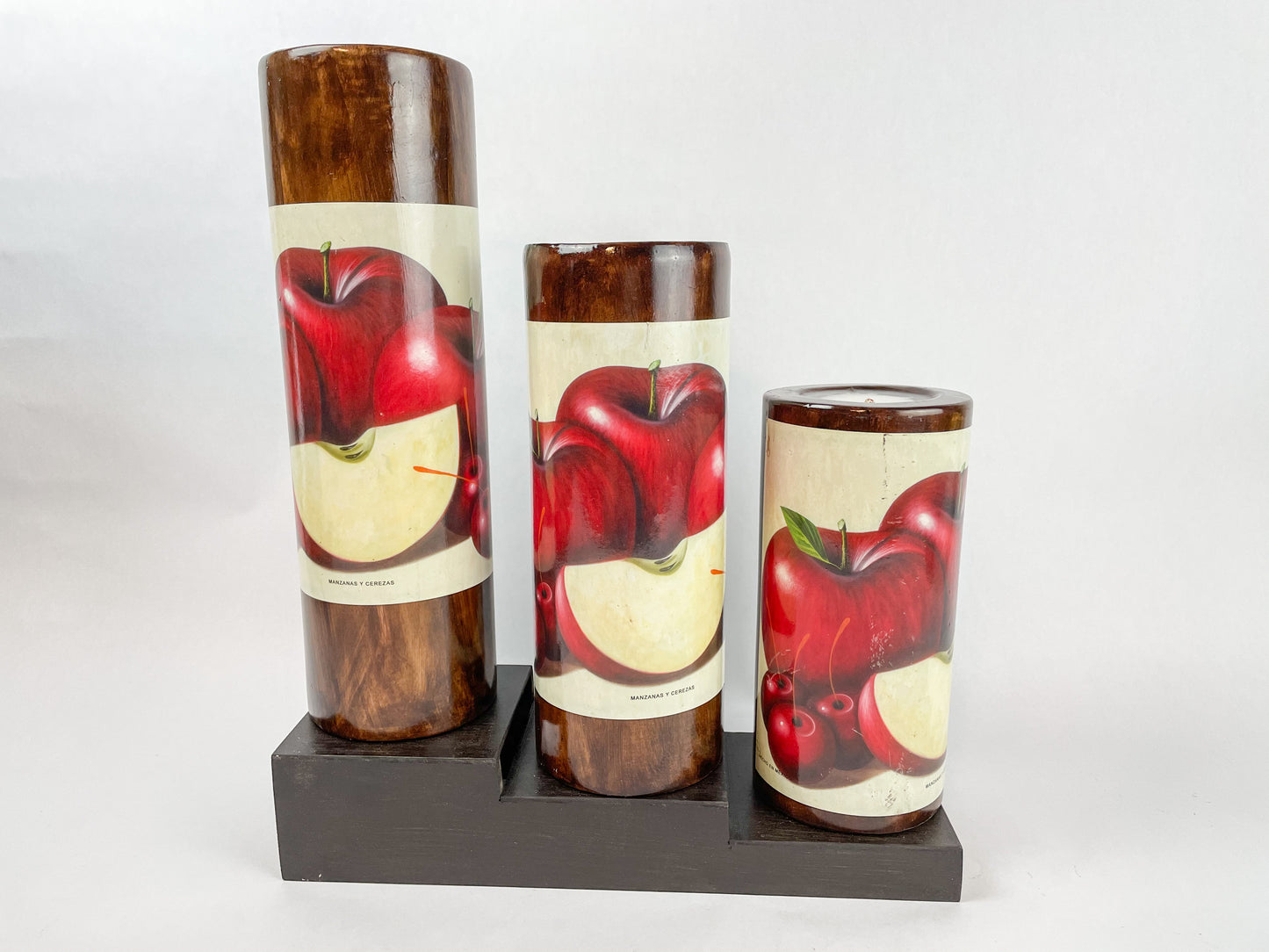 Table Candles Tall Cylinder Candle Set With Wooden Stand