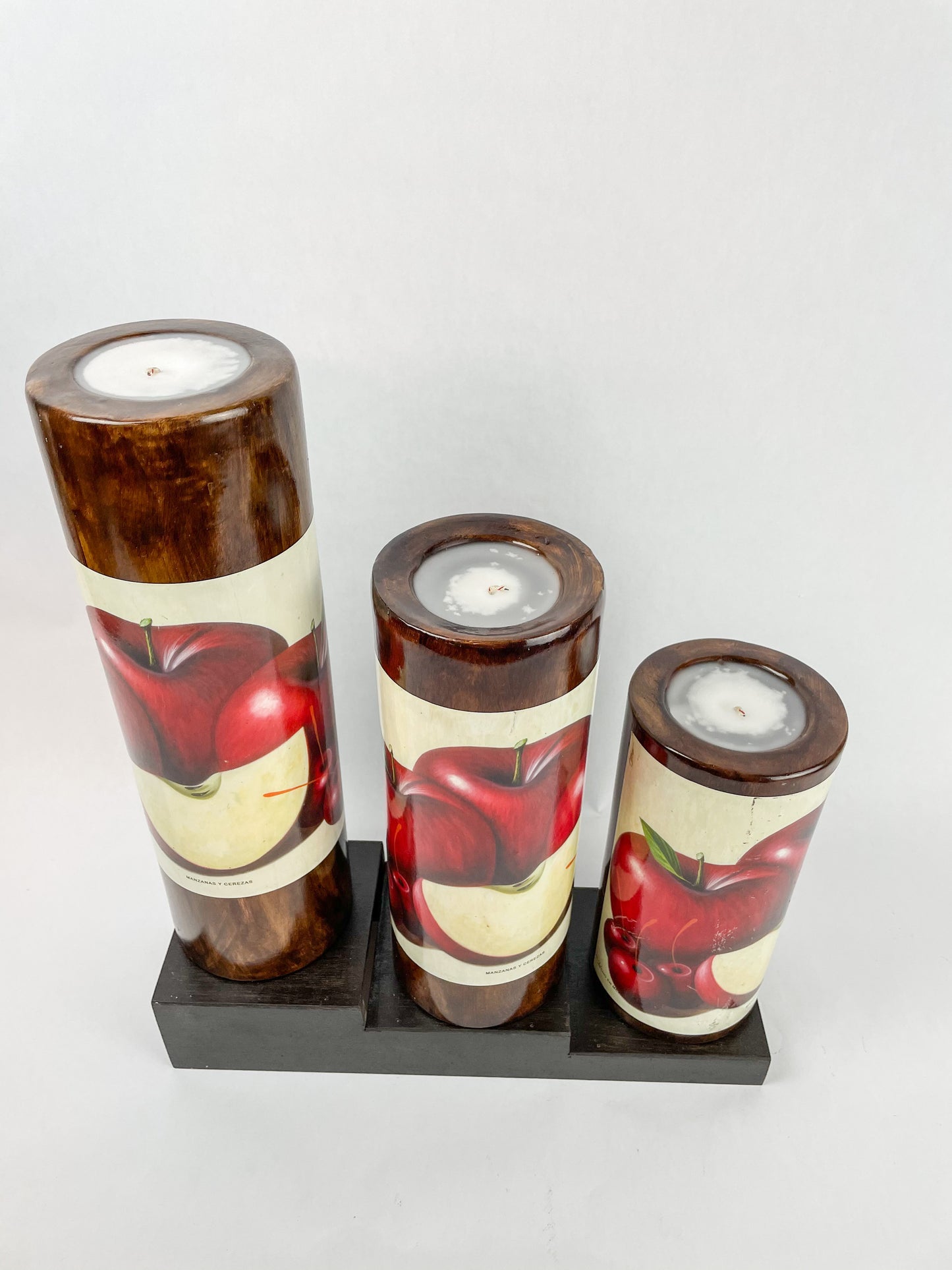 Table Candles Tall Cylinder Candle Set With Wooden Stand