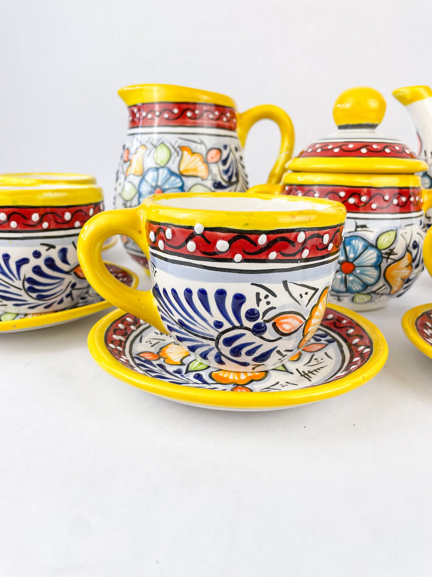 Mexican Dinnerware Set 14 pc DISCOUNTED Talavera Tea Set Mexican Pottery Set Vajilla de Barro