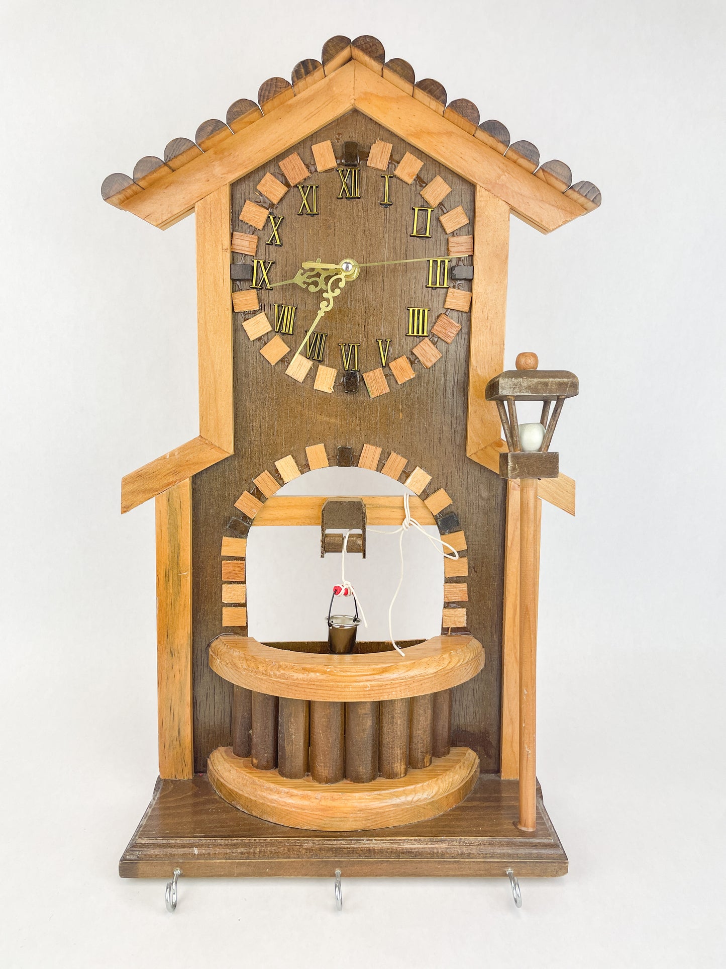 Mexican Handcrafted Key Holder Wall Clock Water Well Rustic Key Holder Reloj de Pared Pozo