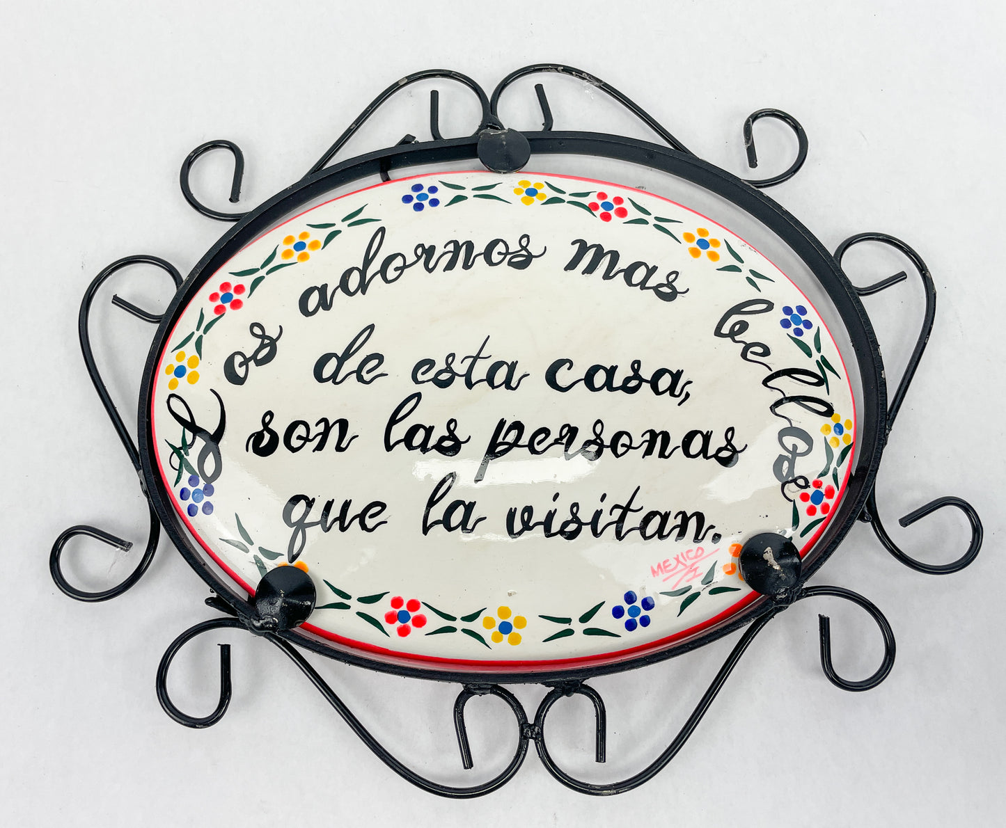 Talavera Wall Decor Mexican Ceramic Wall Art With Metal 13 15 Inches Welcome Bienvenidos